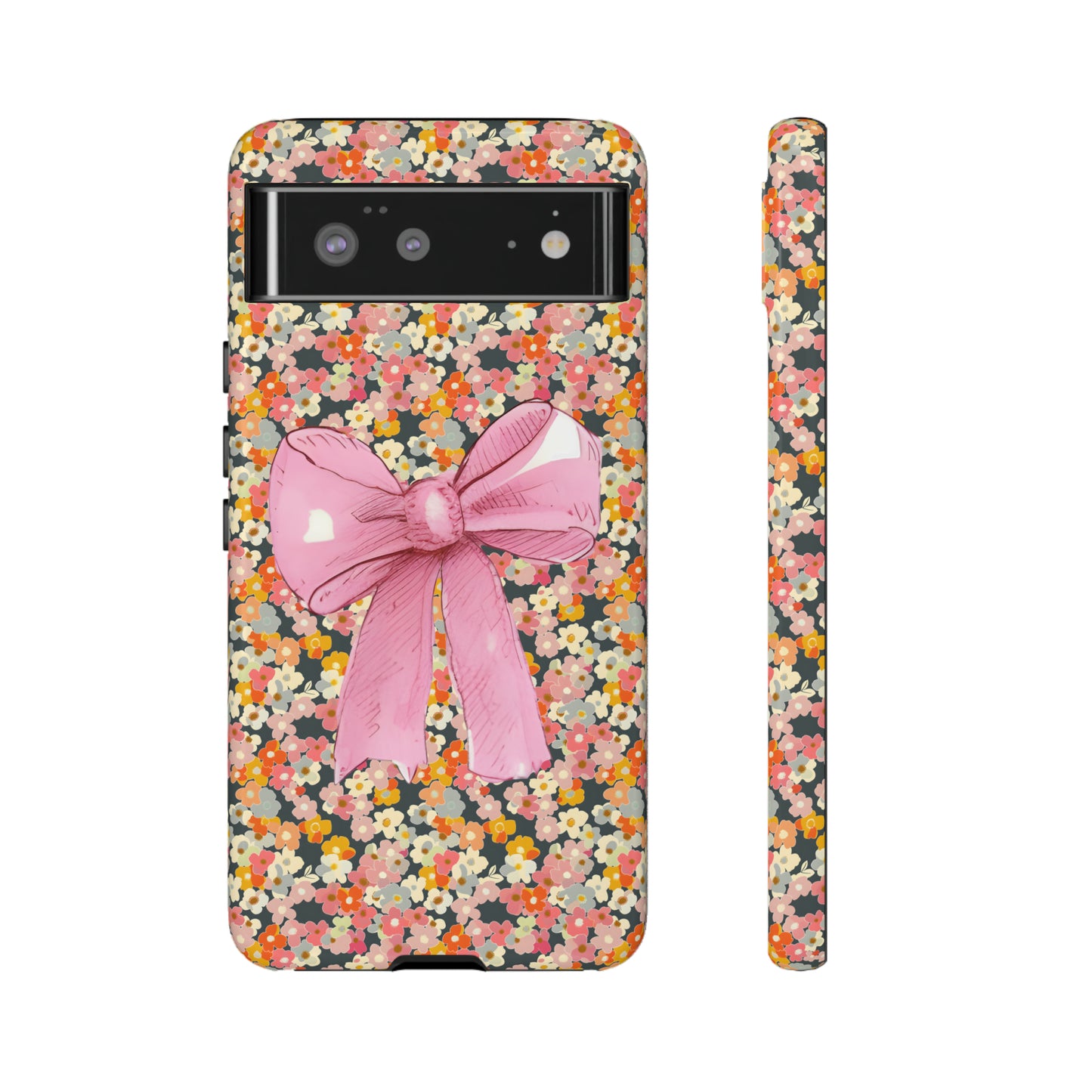 Pink Bow and Flower Pattern Collage Tough Phone Case