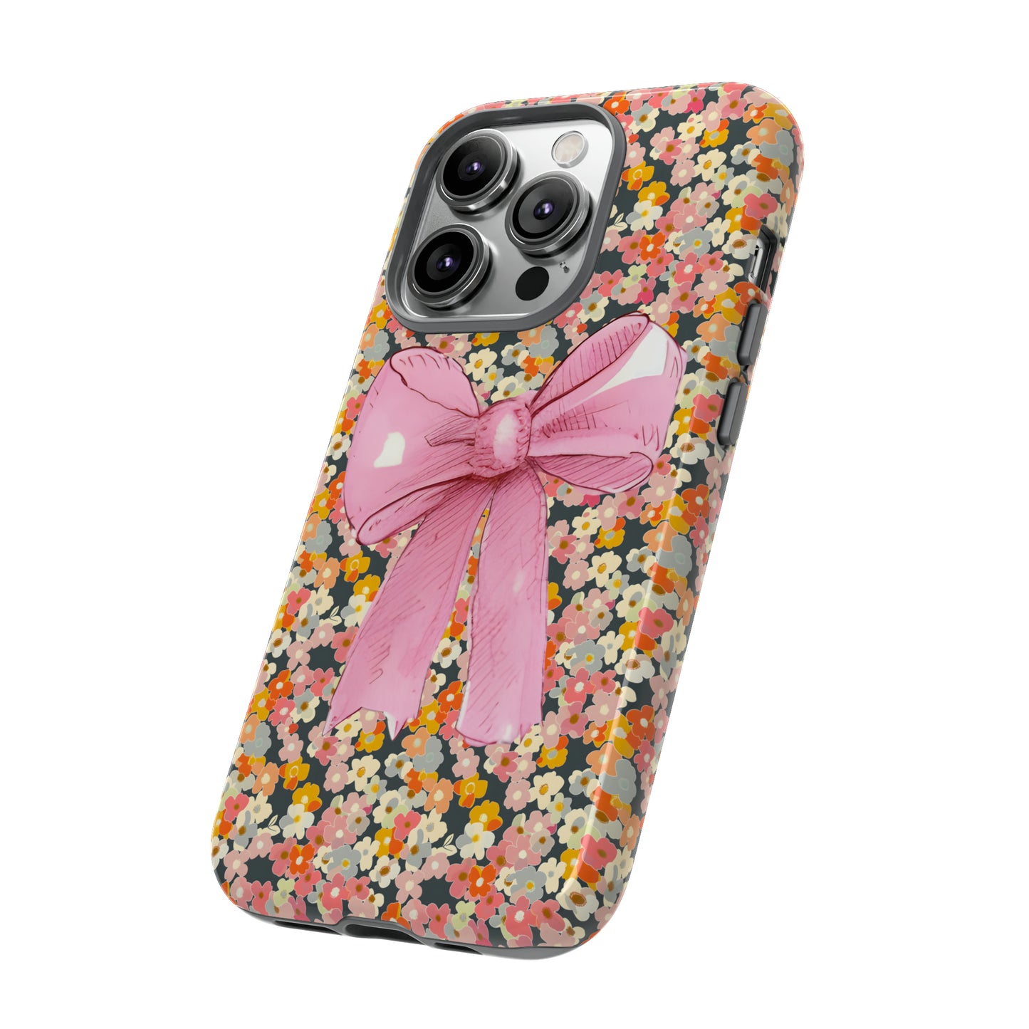 Pink Bow and Flower Pattern Collage Tough Phone Case