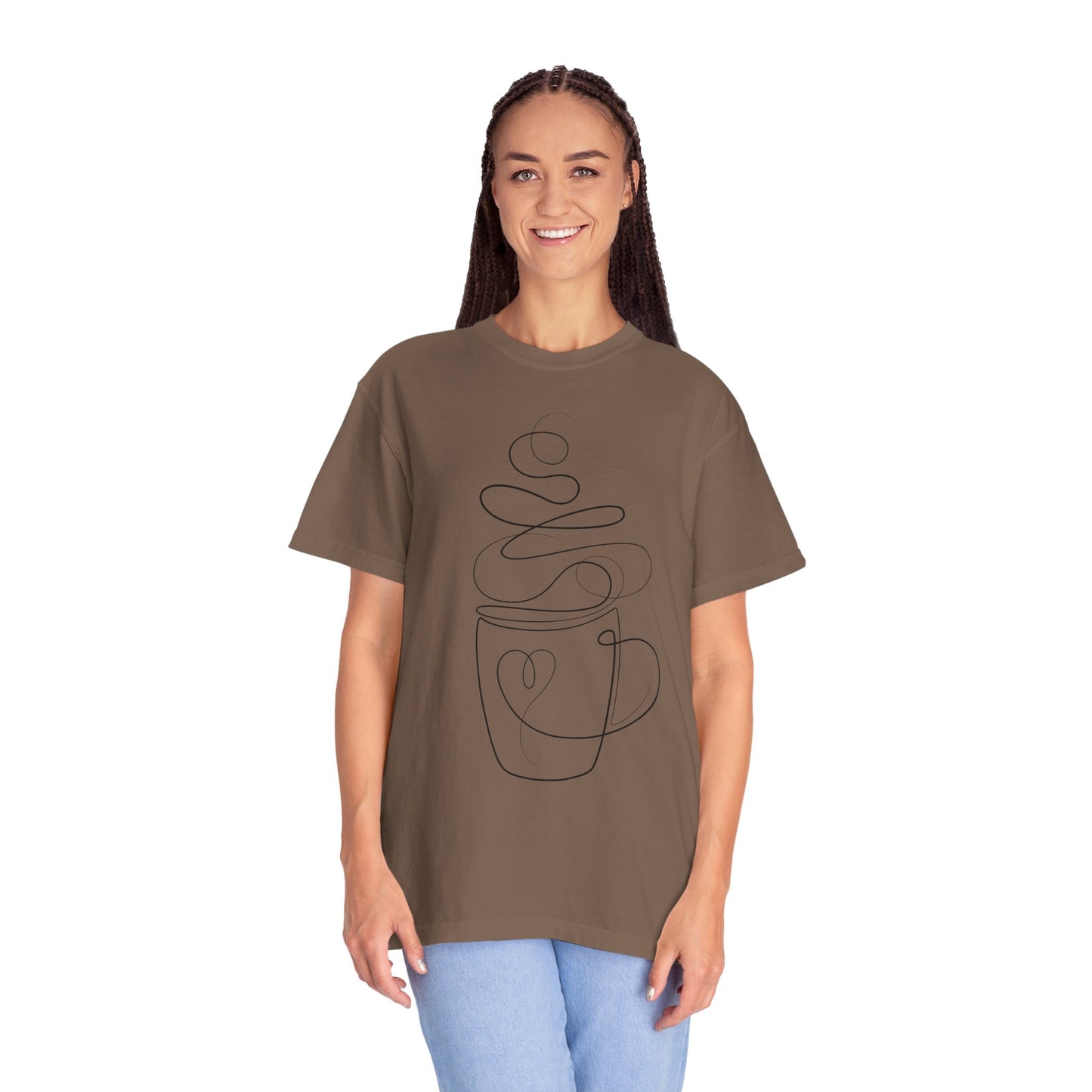 Coffee Cup Line Art Oversized Unisex T-Shirt