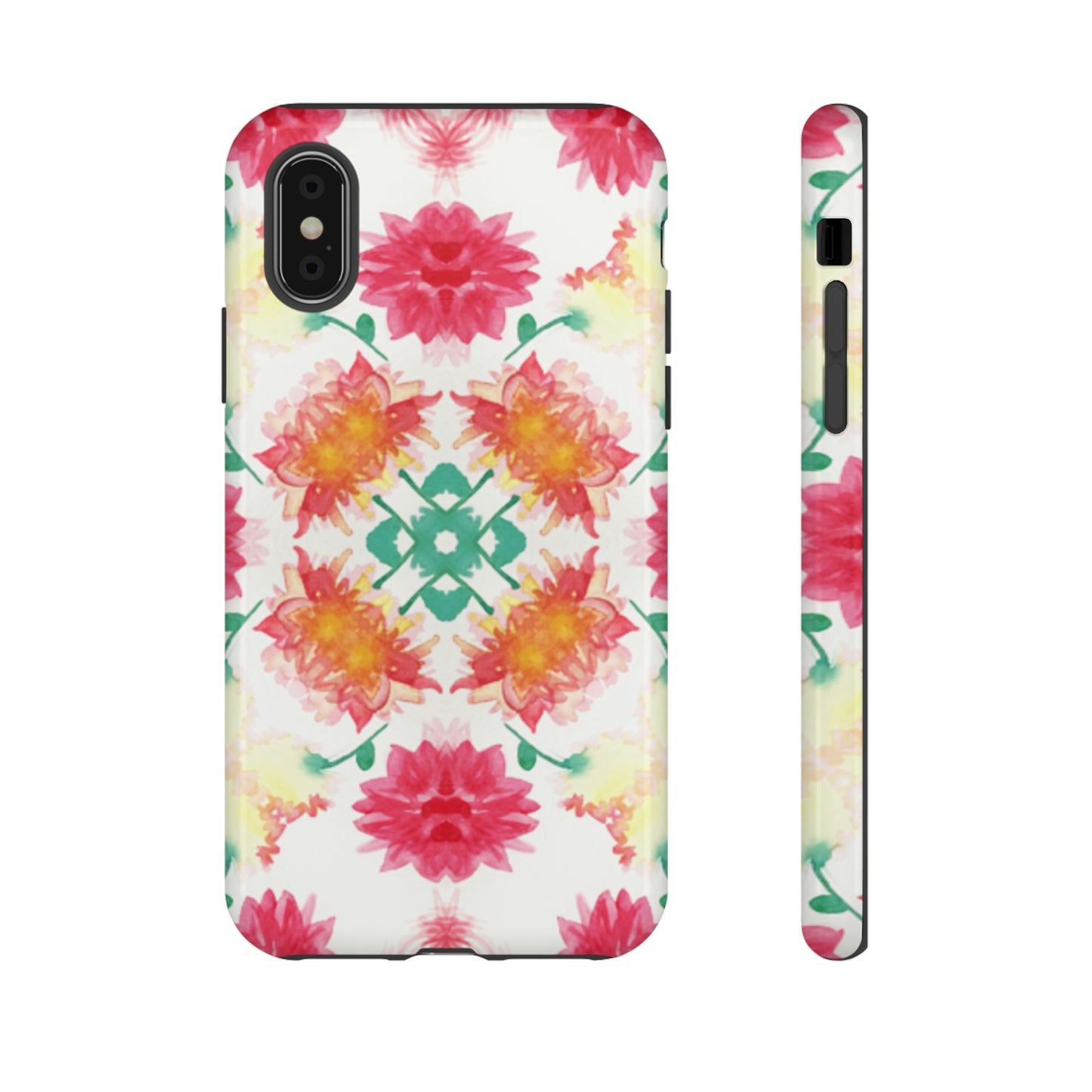 Sweet Magnolia Watercolor Tough Phone Case, Pink/Red Floral Smartphone Cover