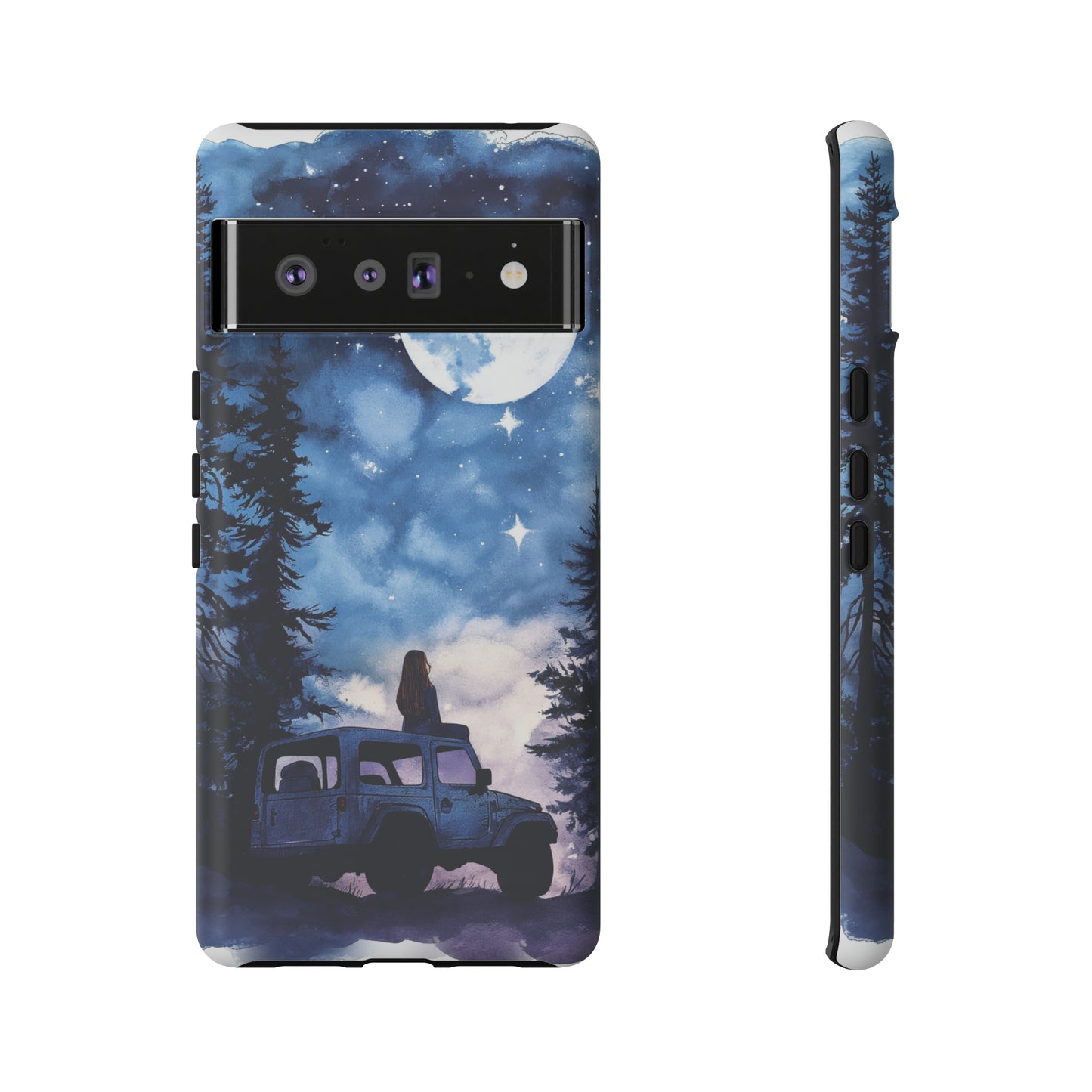 Forest Night Truck-Girl Traveler Watercolor Tough Phone Case