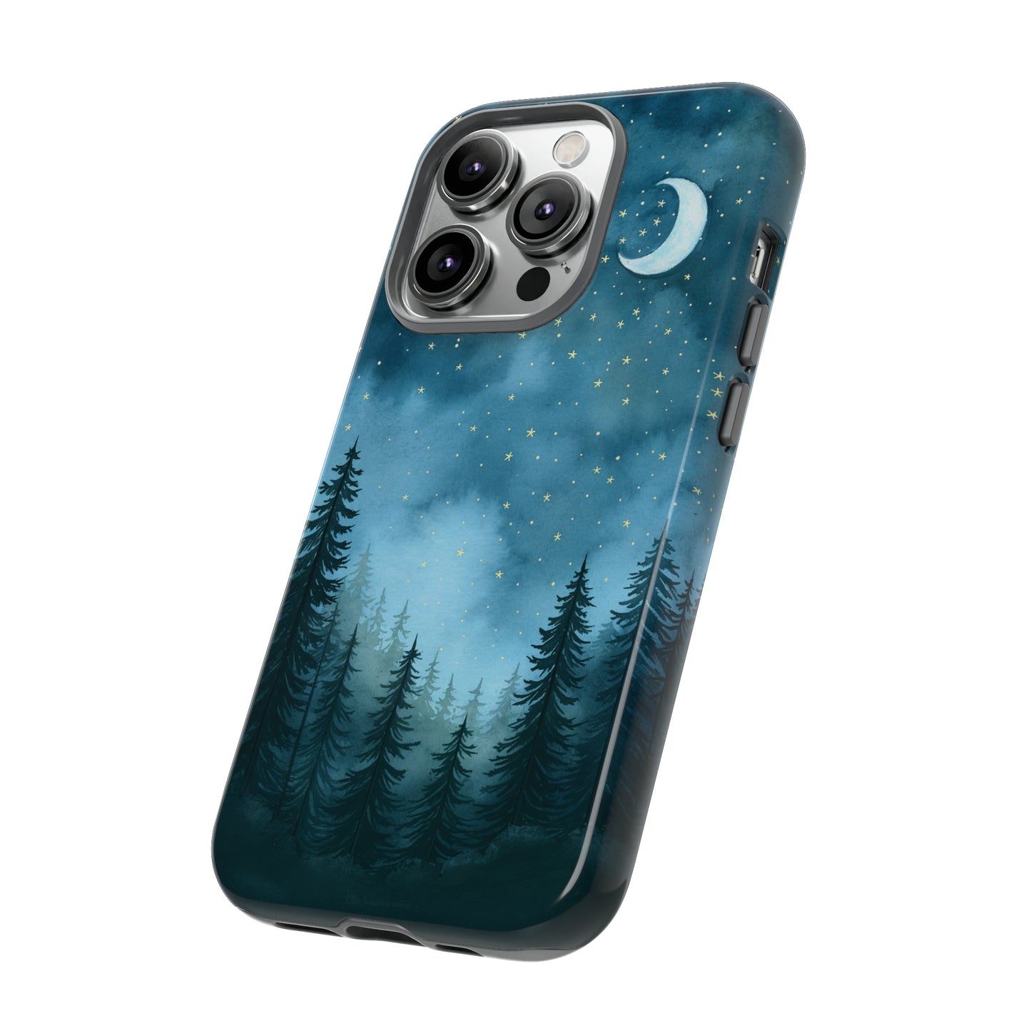 Forest Night Watercolor Tough Phone Case, Outdoors Smartphone Cover