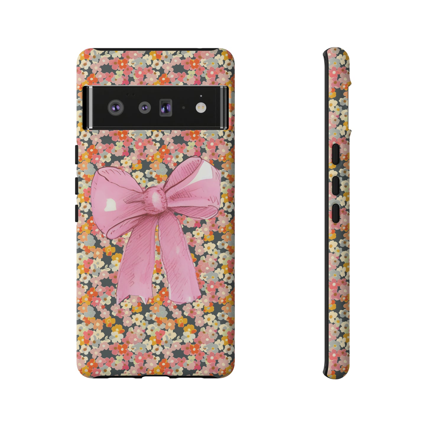 Pink Bow and Flower Pattern Collage Tough Phone Case