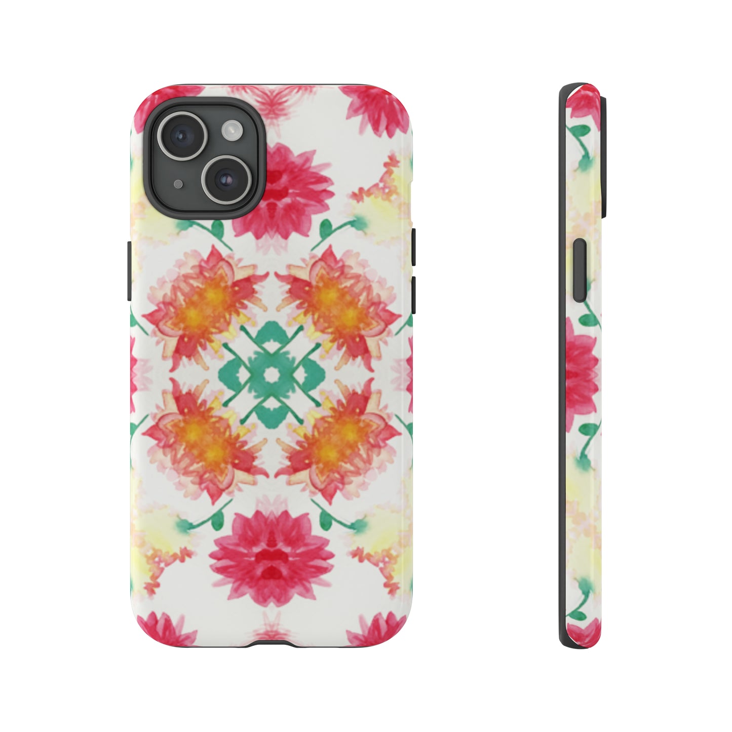 Sweet Magnolia Watercolor Tough Phone Case, Pink/Red Floral Smartphone Cover