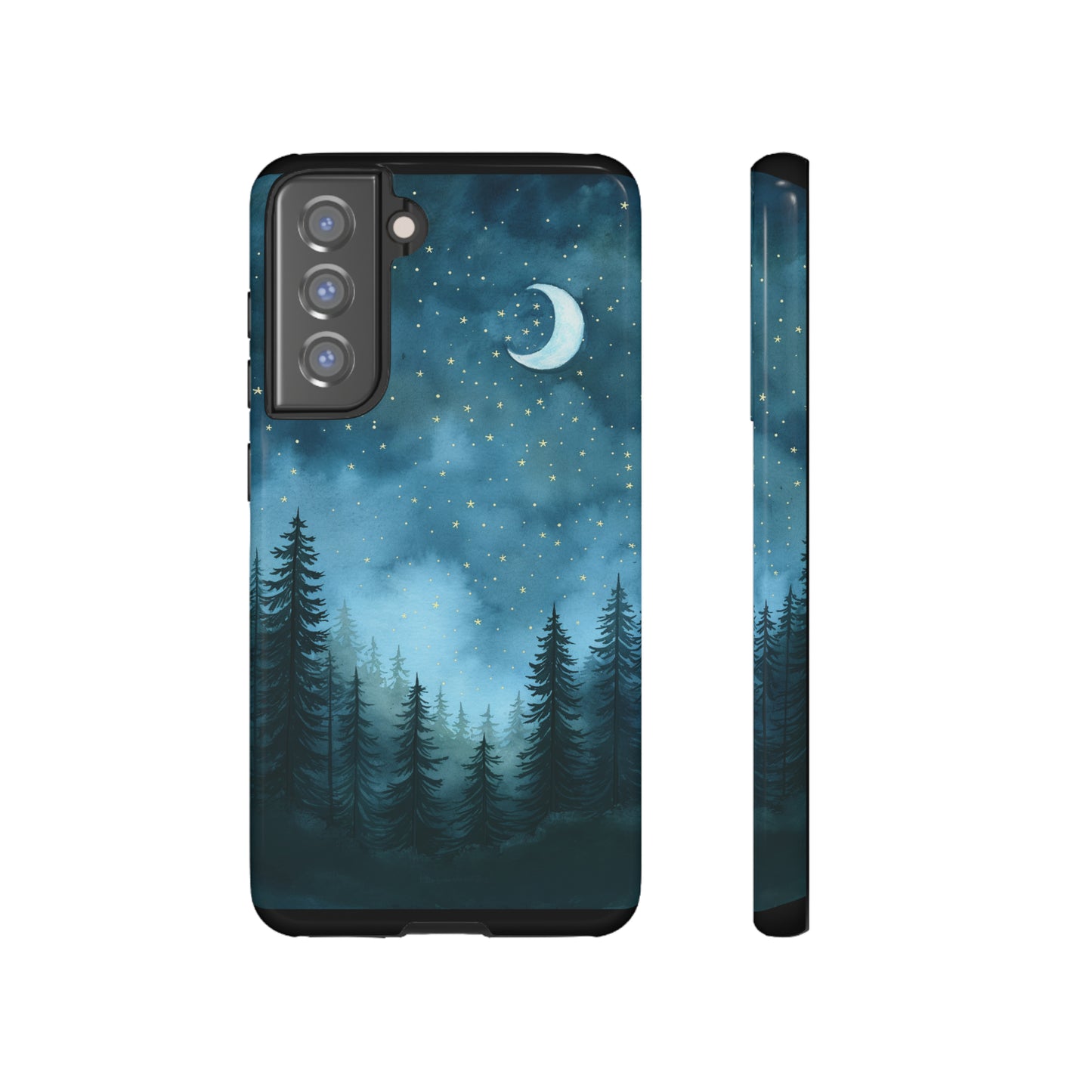 Forest Night Watercolor Tough Phone Case, Outdoors Smartphone Cover