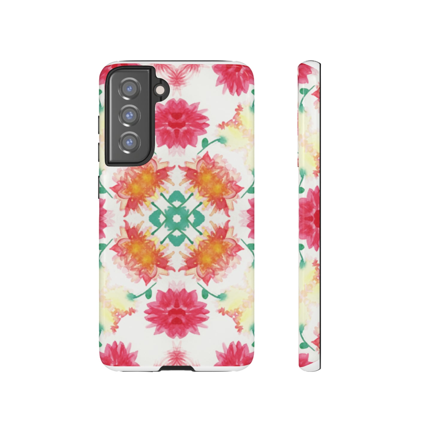 Sweet Magnolia Watercolor Tough Phone Case, Pink/Red Floral Smartphone Cover