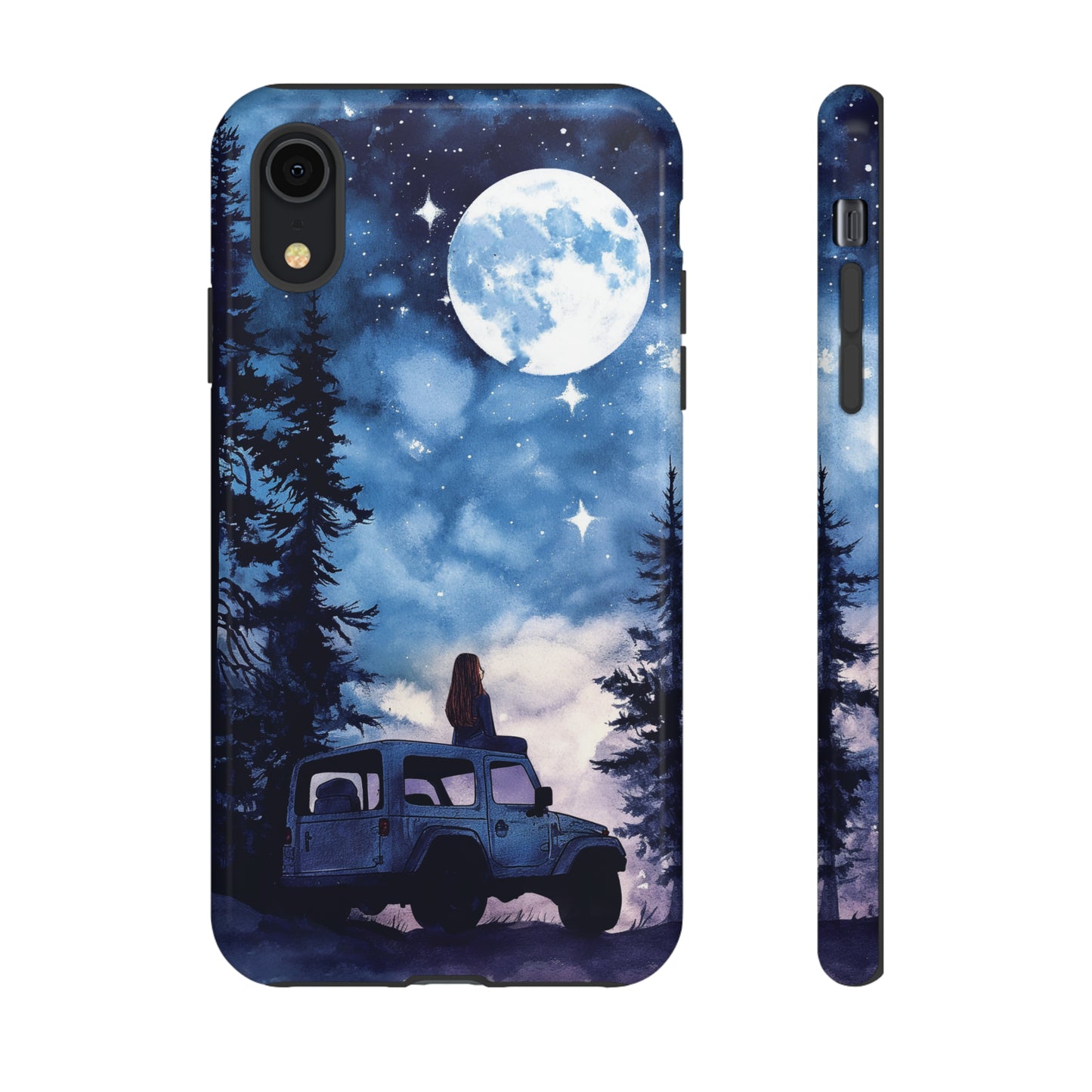 Forest Night Truck-Girl Traveler Watercolor Tough Phone Case