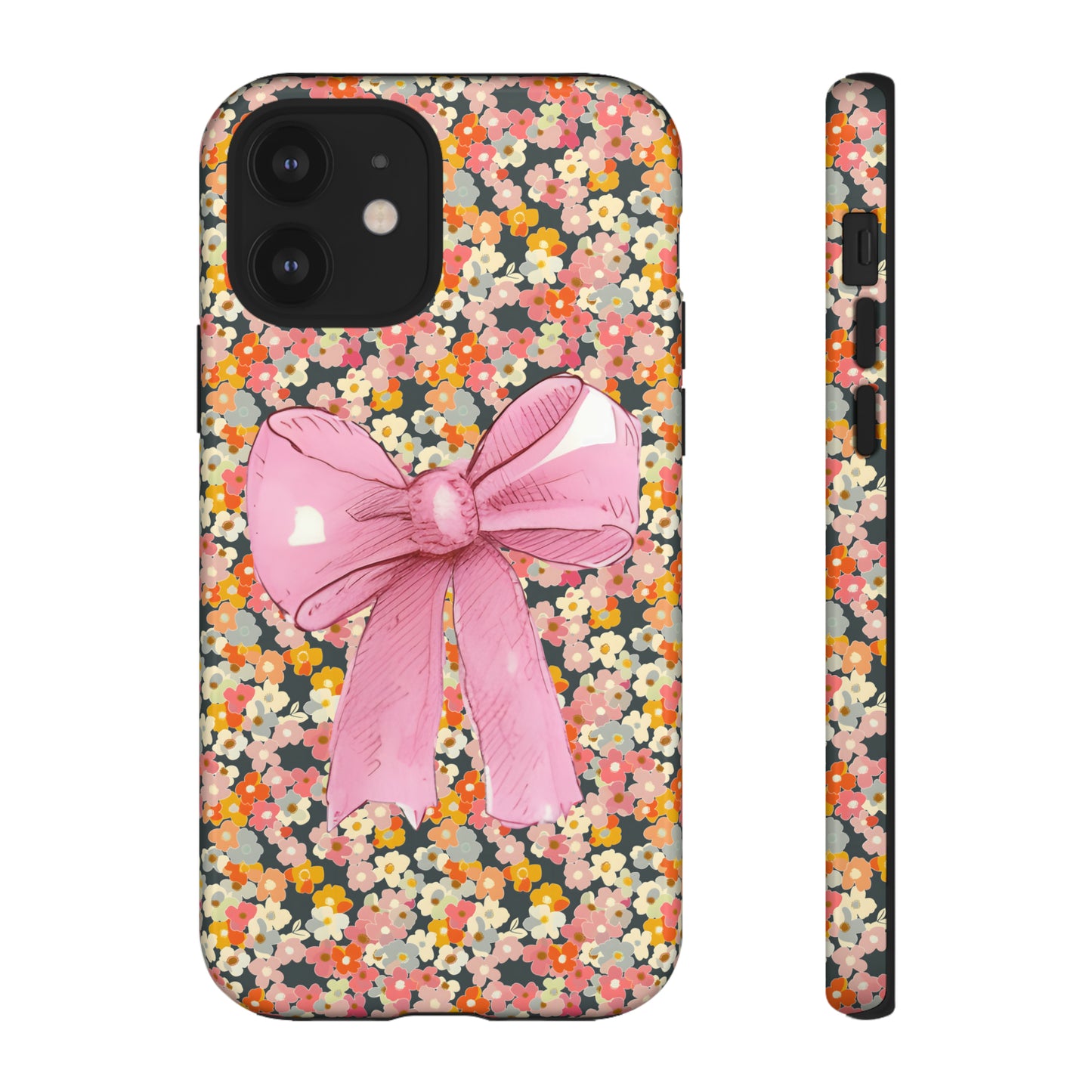 Pink Bow and Flower Pattern Collage Tough Phone Case