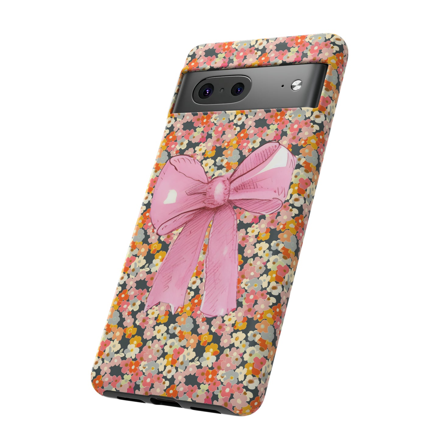 Pink Bow and Flower Pattern Collage Tough Phone Case