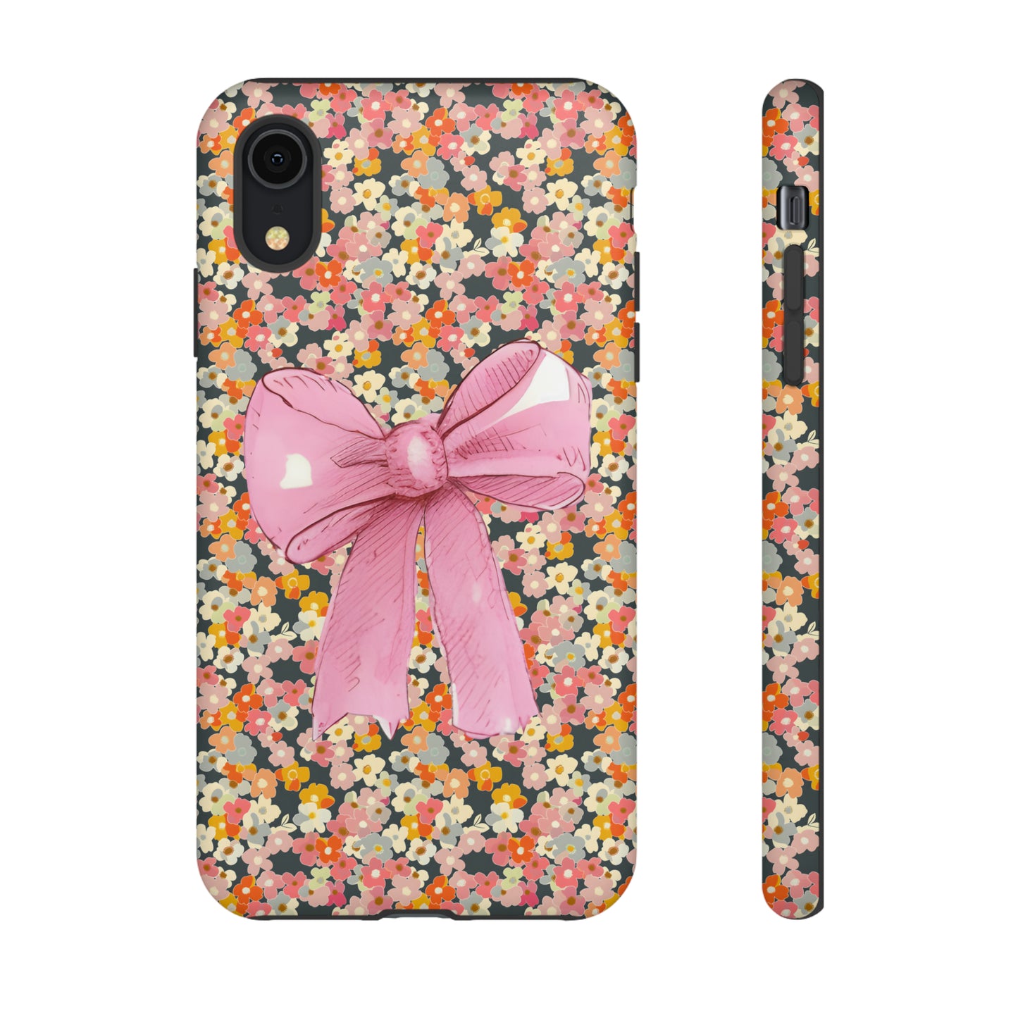 Pink Bow and Flower Pattern Collage Tough Phone Case