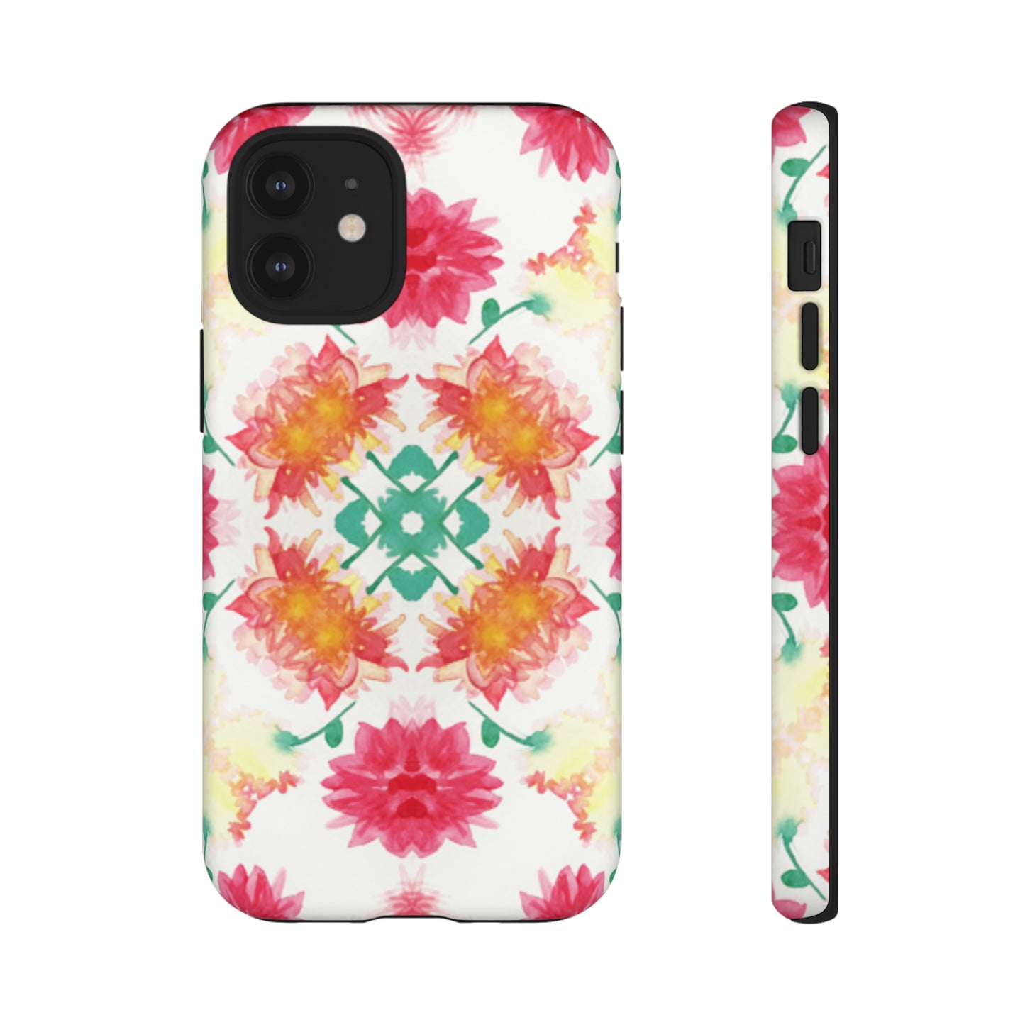 Sweet Magnolia Watercolor Tough Phone Case, Pink/Red Floral Smartphone Cover