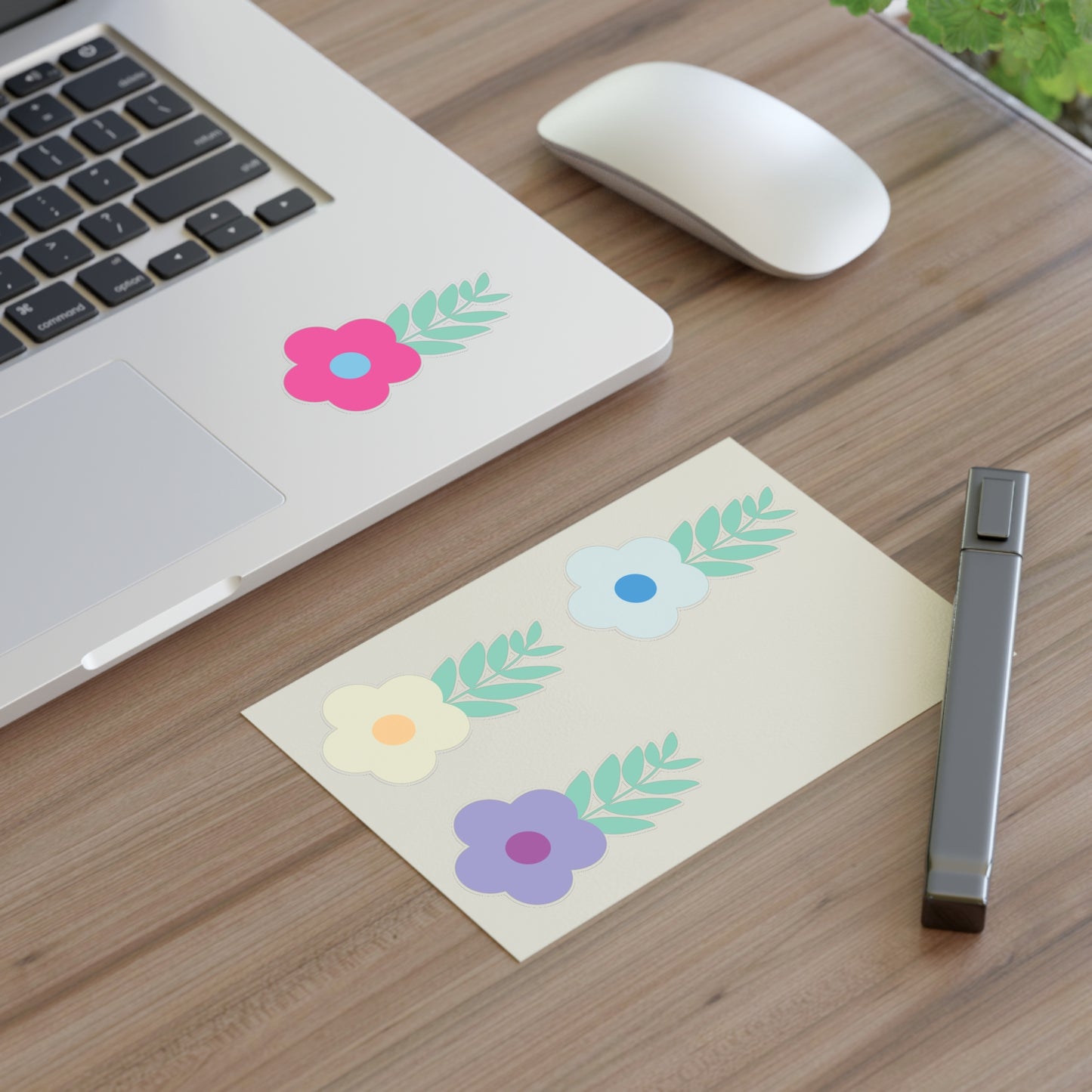 Pastel Color Flowers Sticker Sheet Set of 4 Stickers