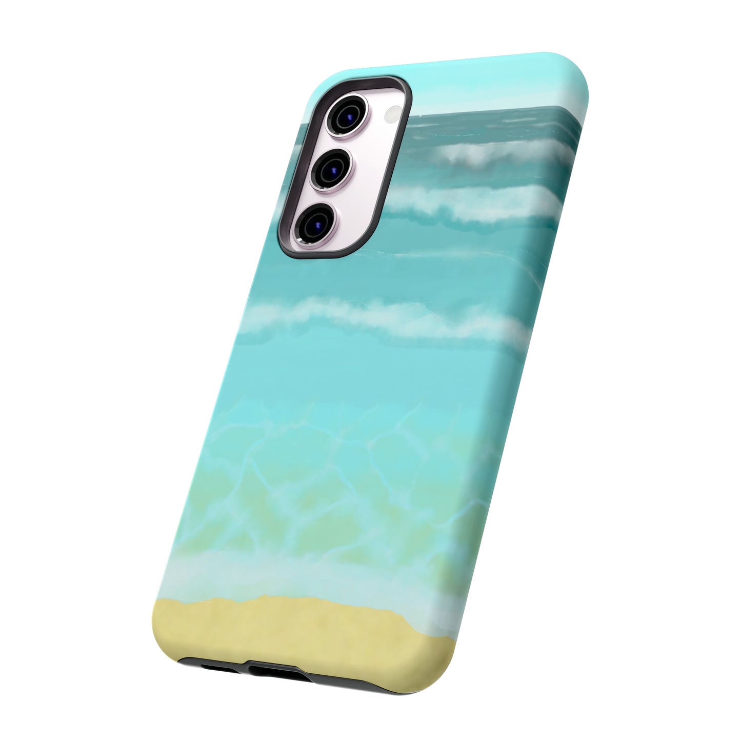 Shoreline Watercolor Ocean Beach Tough Phone Case, Summer Smartphone Cover