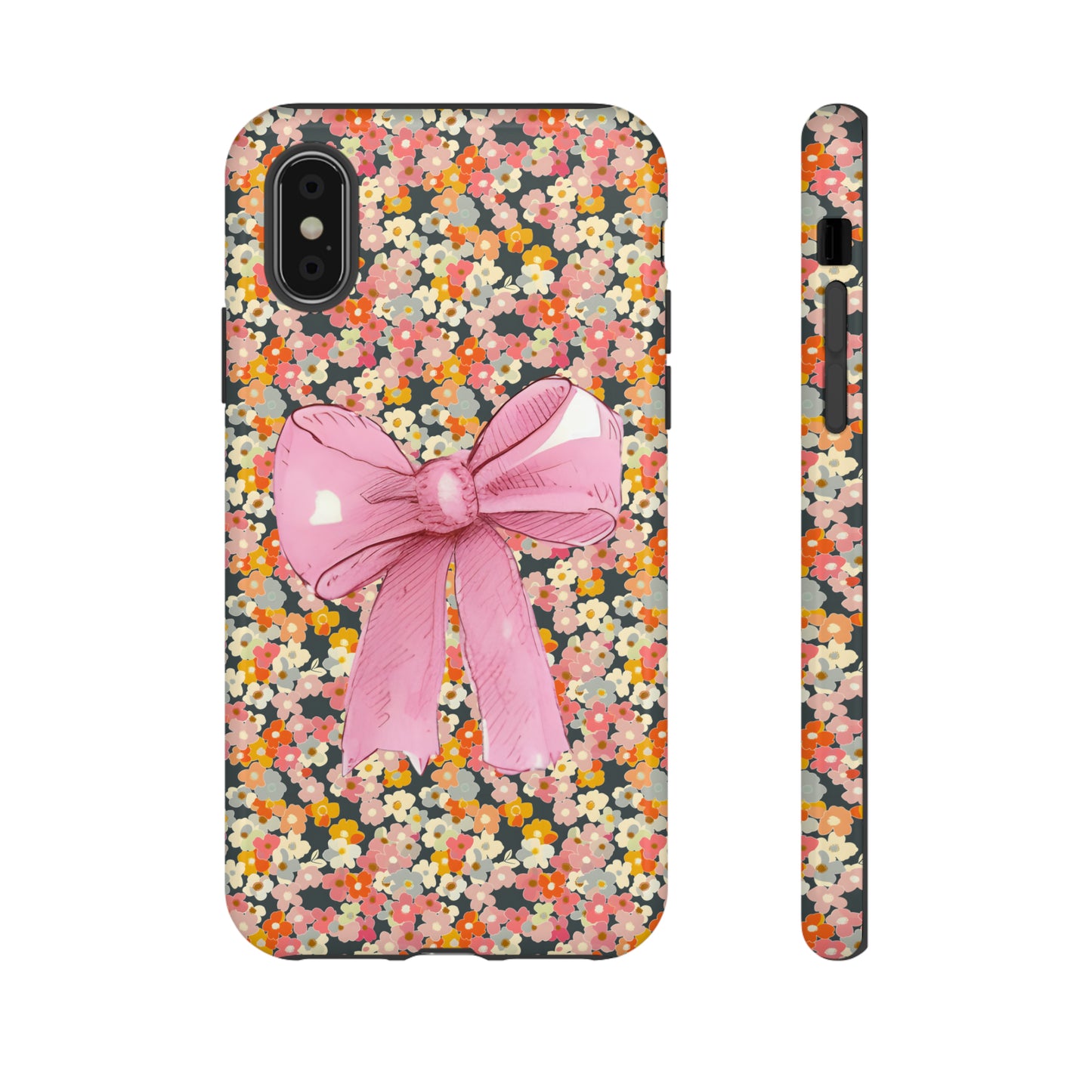 Pink Bow and Flower Pattern Collage Tough Phone Case