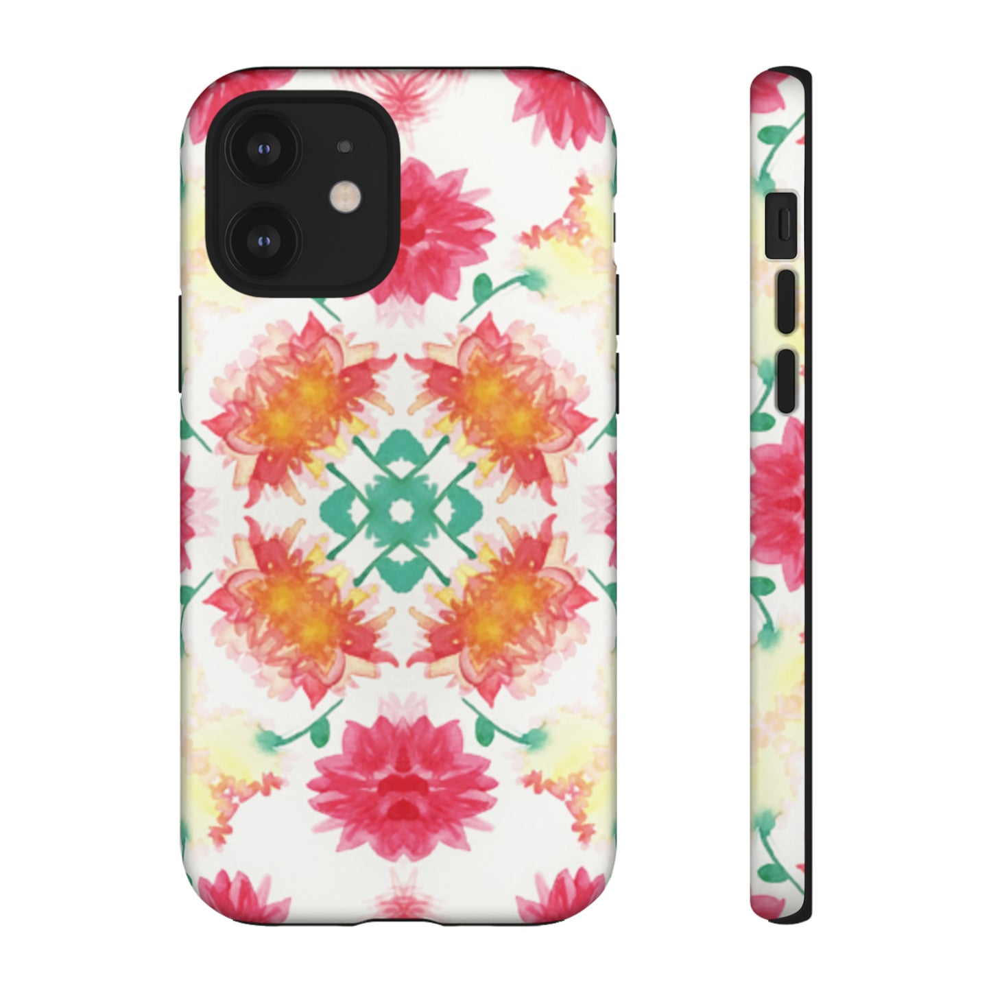 Sweet Magnolia Watercolor Tough Phone Case, Pink/Red Floral Smartphone Cover