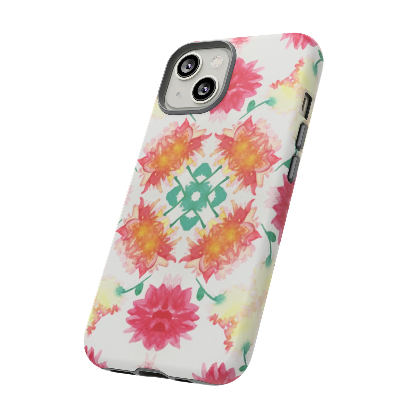 Sweet Magnolia Watercolor Tough Phone Case, Pink/Red Floral Smartphone Cover