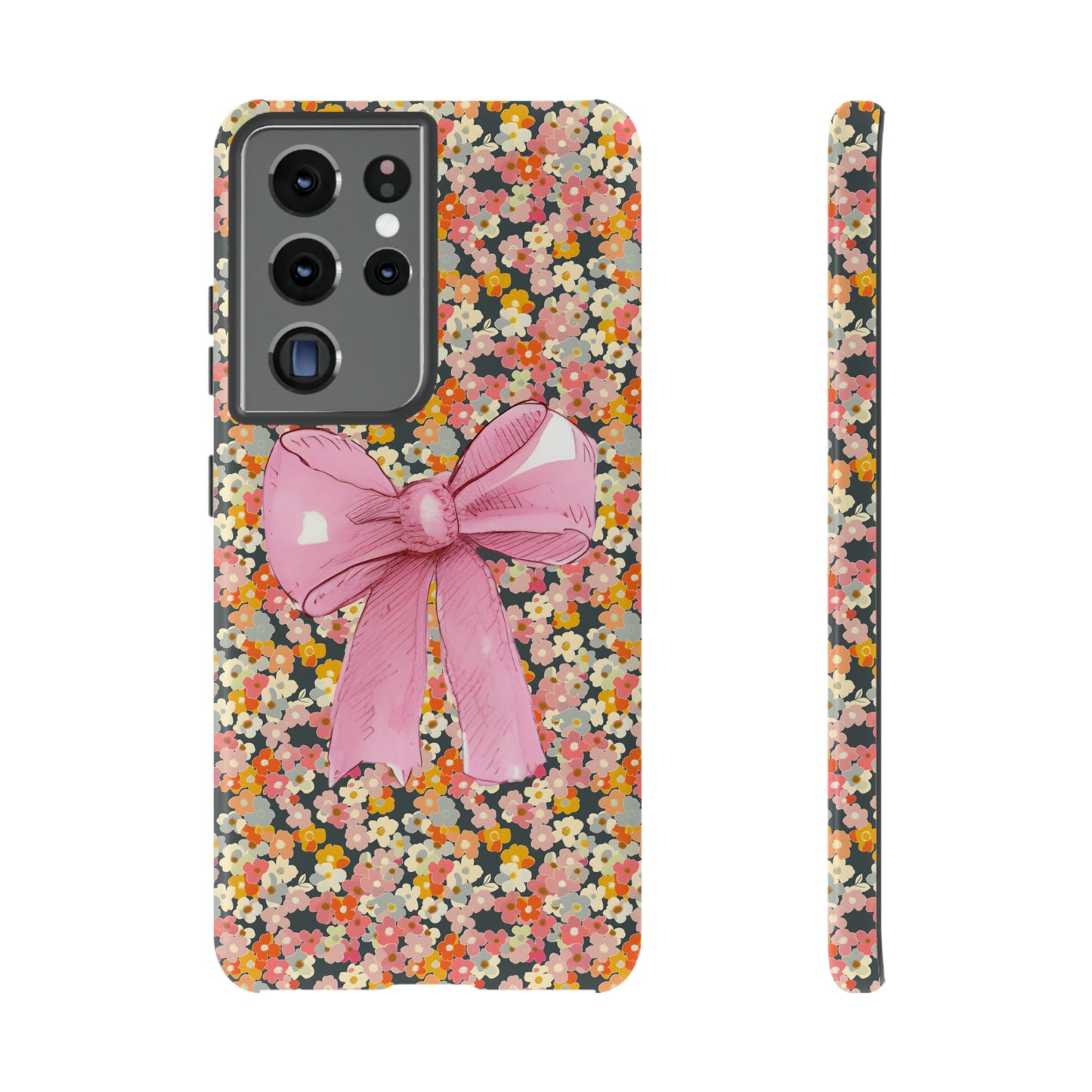 Pink Bow and Flower Pattern Collage Tough Phone Case