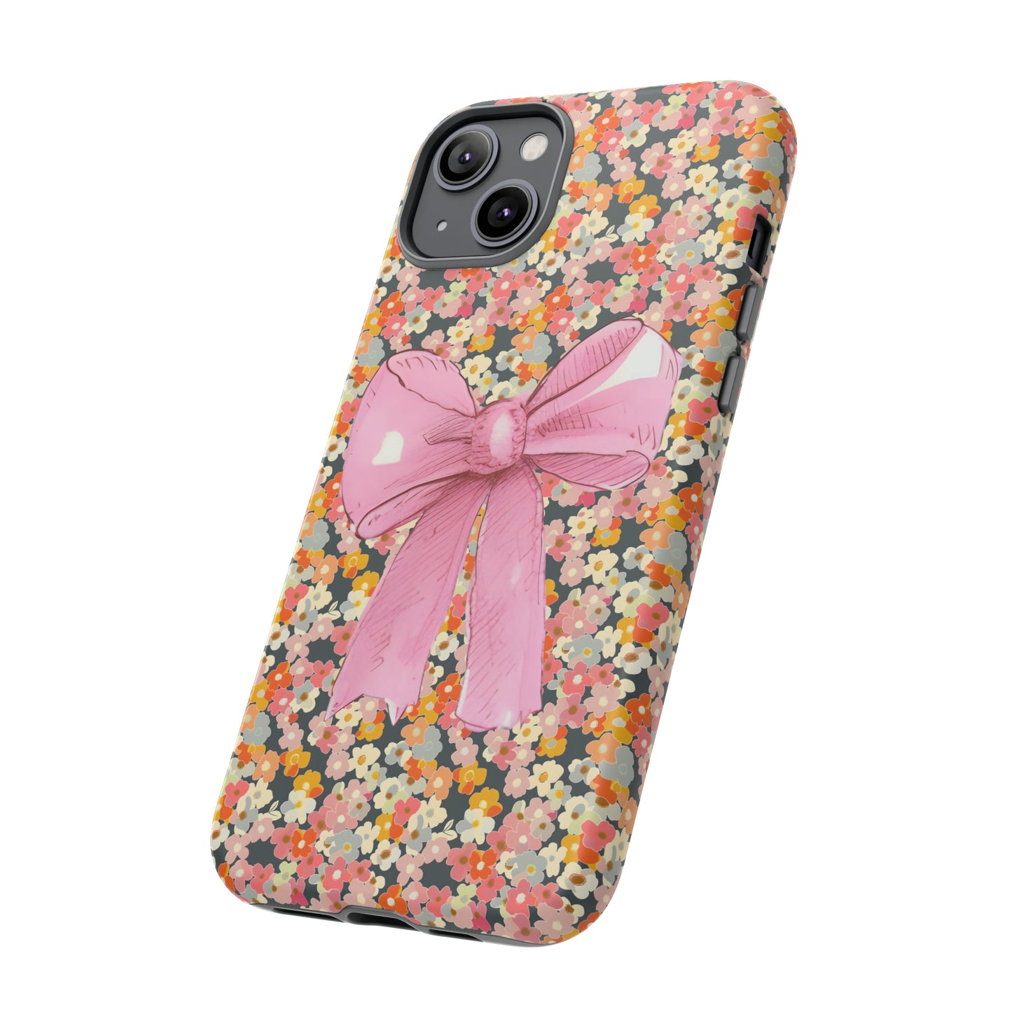 Pink Bow and Flower Pattern Collage Tough Phone Case