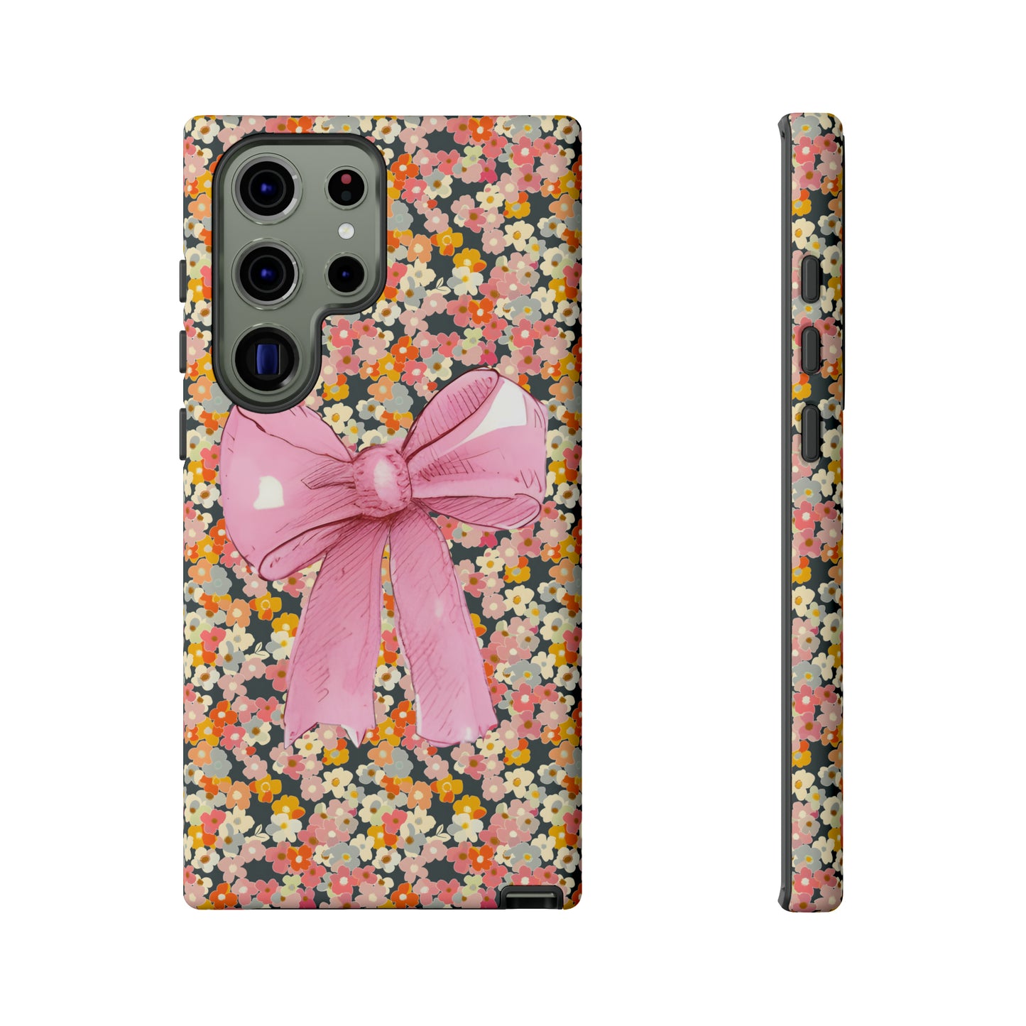 Pink Bow and Flower Pattern Collage Tough Phone Case