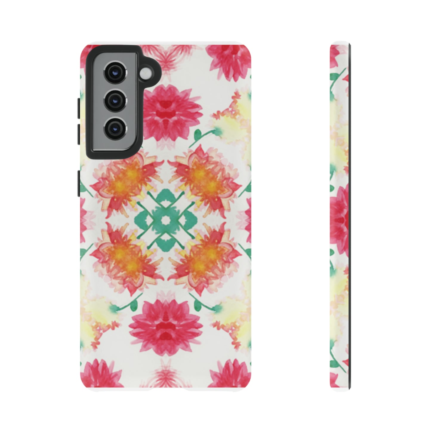 Sweet Magnolia Watercolor Tough Phone Case, Pink/Red Floral Smartphone Cover