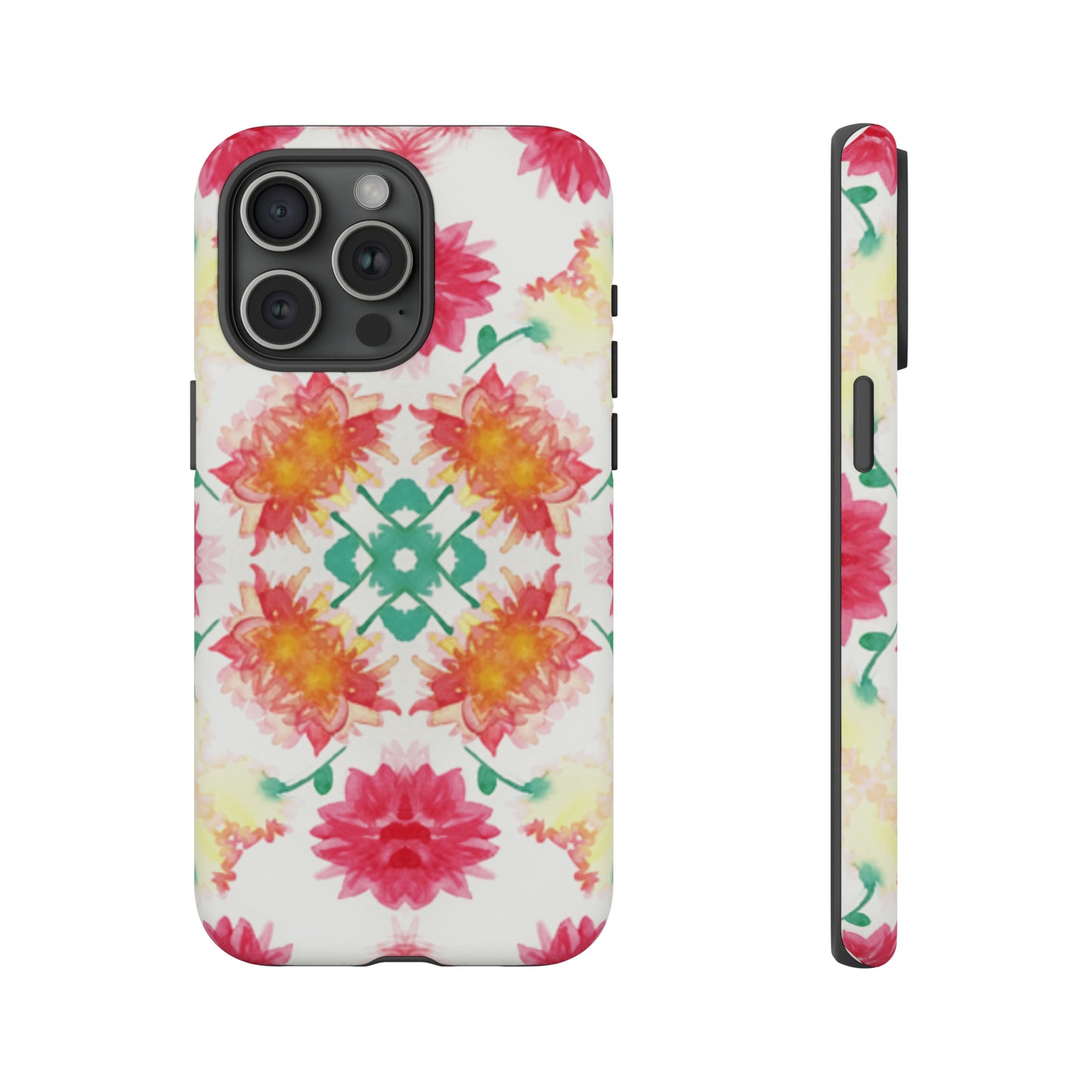 Sweet Magnolia Watercolor Tough Phone Case, Pink/Red Floral Smartphone Cover