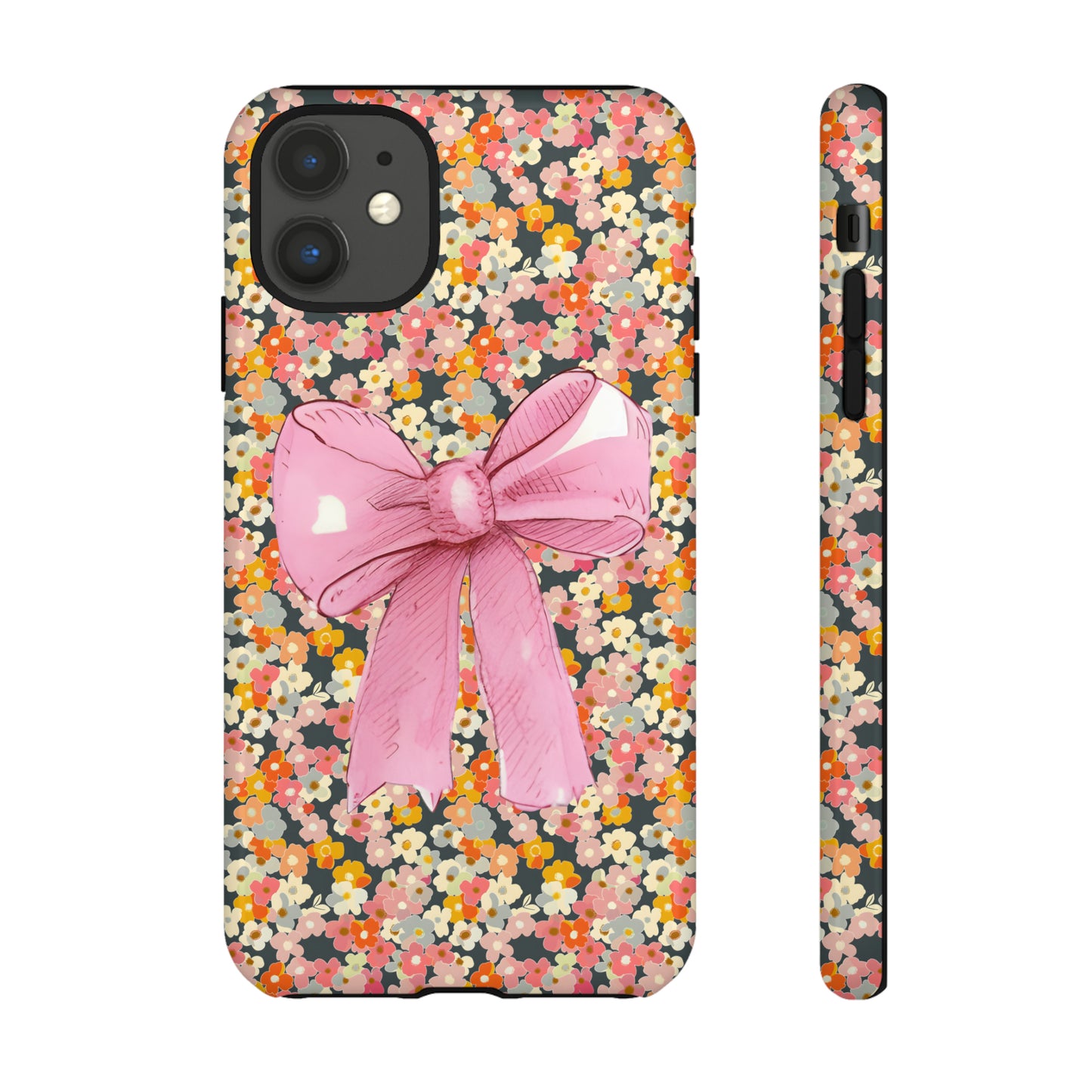 Pink Bow and Flower Pattern Collage Tough Phone Case