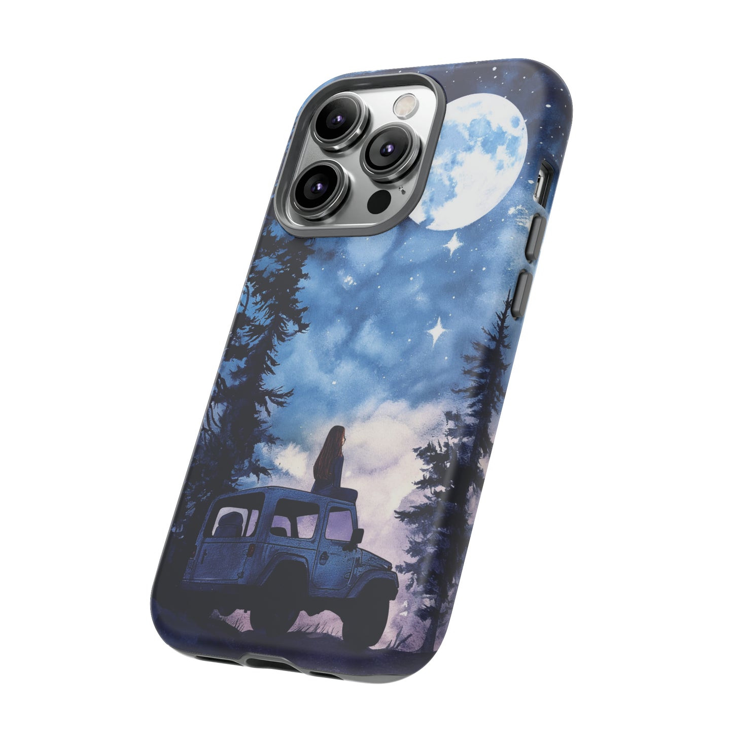 Forest Night Truck-Girl Traveler Watercolor Tough Phone Case