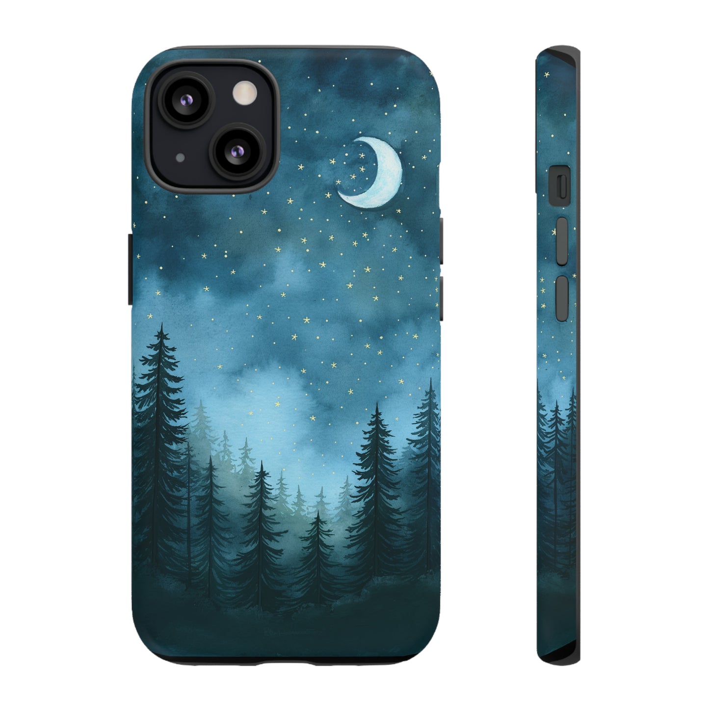 Forest Night Watercolor Tough Phone Case, Outdoors Smartphone Cover