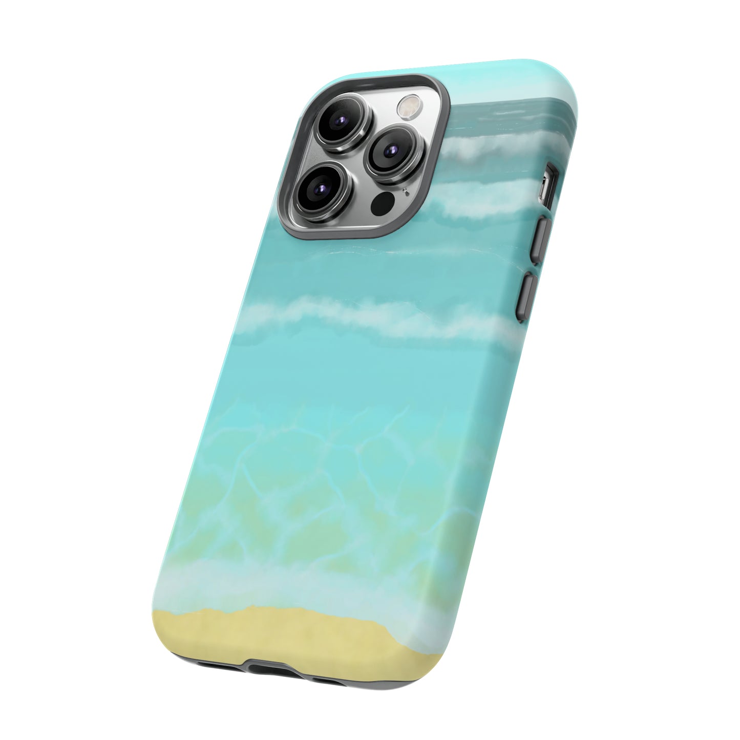 Shoreline Watercolor Ocean Beach Tough Phone Case, Summer Smartphone Cover