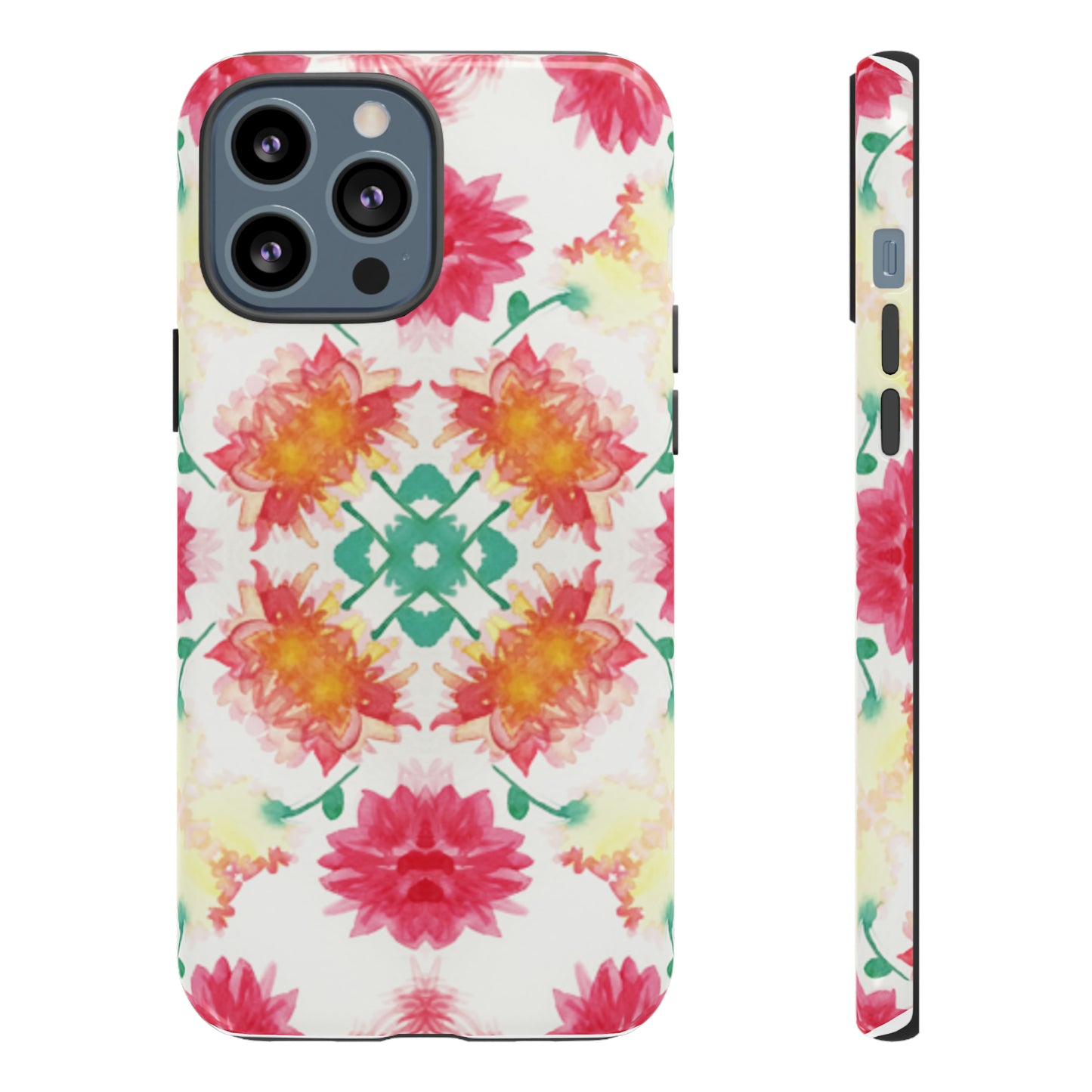 Sweet Magnolia Watercolor Tough Phone Case, Pink/Red Floral Smartphone Cover