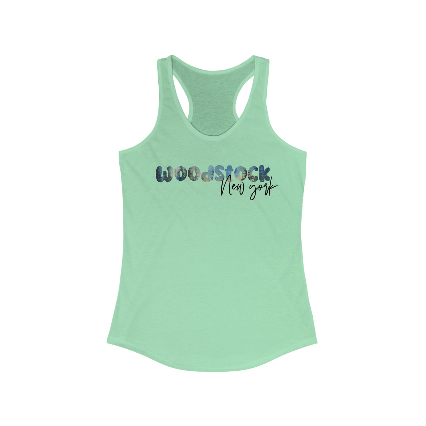 Woodstock NY Watercolor Print Women's Ideal Racerback Tank