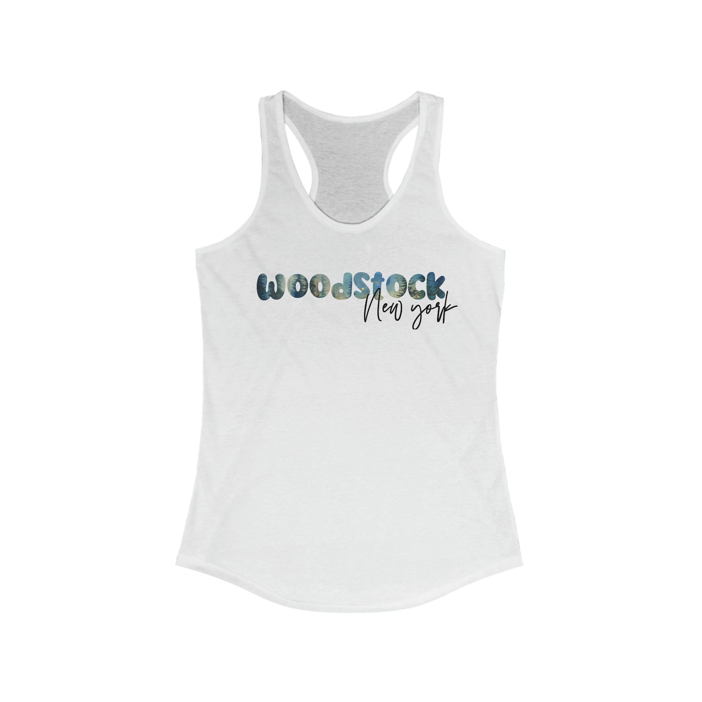 Woodstock NY Watercolor Print Women's Ideal Racerback Tank