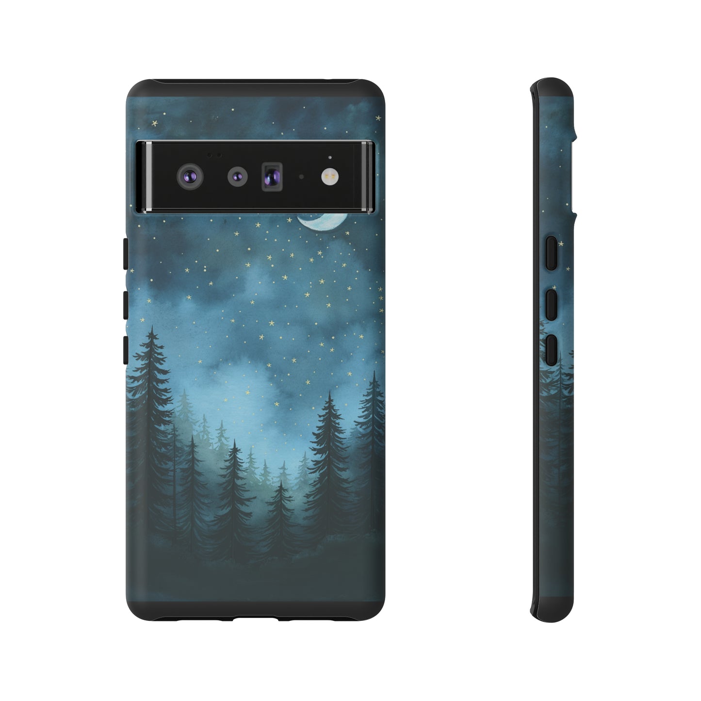 Forest Night Watercolor Tough Phone Case, Outdoors Smartphone Cover