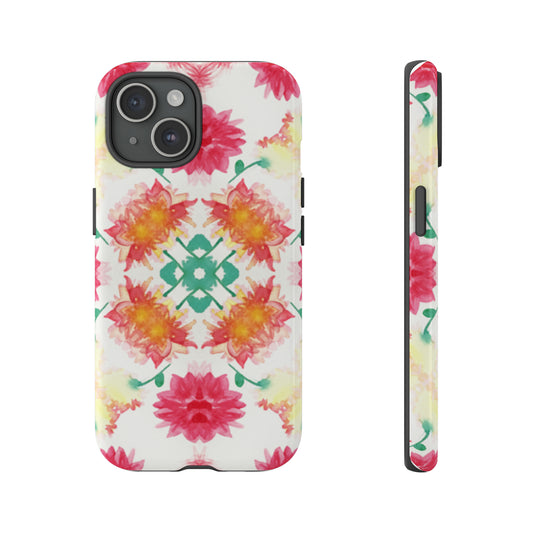 Sweet Magnolia Watercolor Tough Phone Case, Pink/Red Floral Smartphone Cover