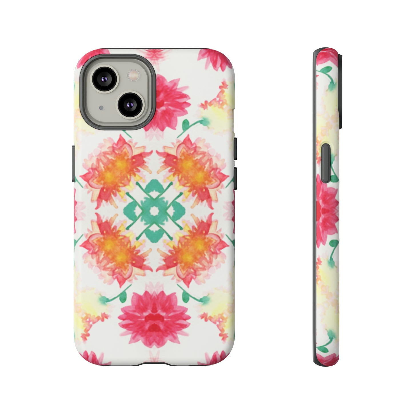 Sweet Magnolia Watercolor Tough Phone Case, Pink/Red Floral Smartphone Cover