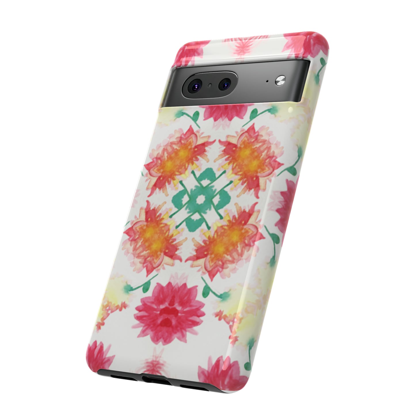 Sweet Magnolia Watercolor Tough Phone Case, Pink/Red Floral Smartphone Cover