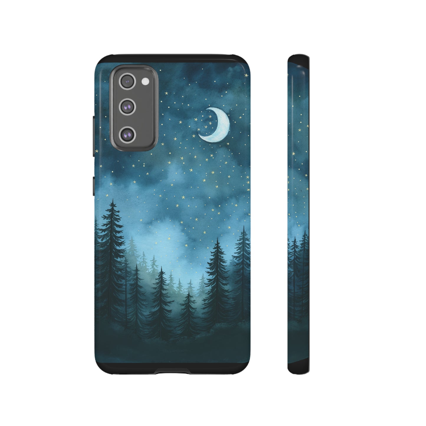 Forest Night Watercolor Tough Phone Case, Outdoors Smartphone Cover