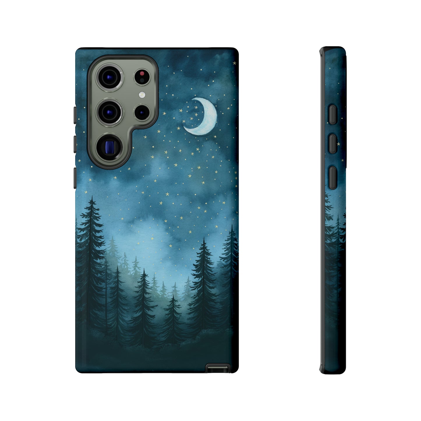 Forest Night Watercolor Tough Phone Case, Outdoors Smartphone Cover