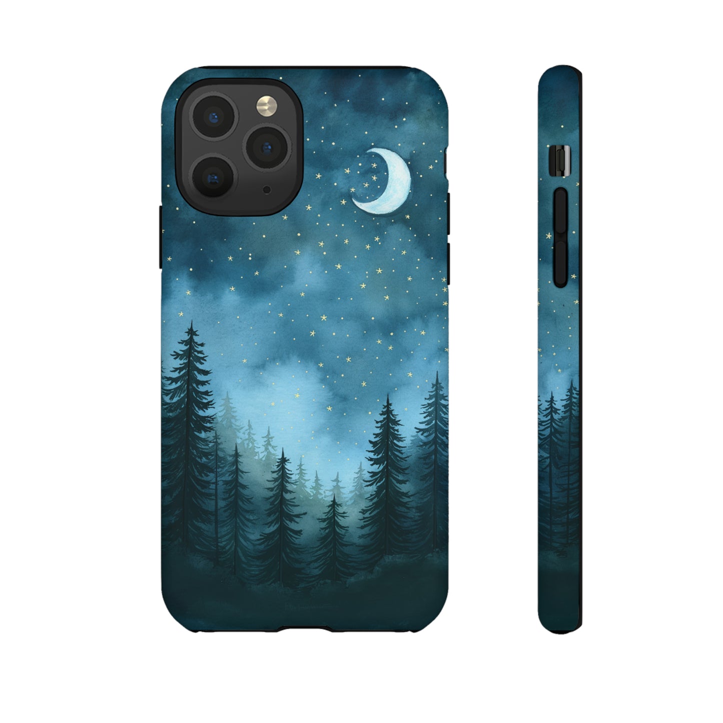 Forest Night Watercolor Tough Phone Case, Outdoors Smartphone Cover