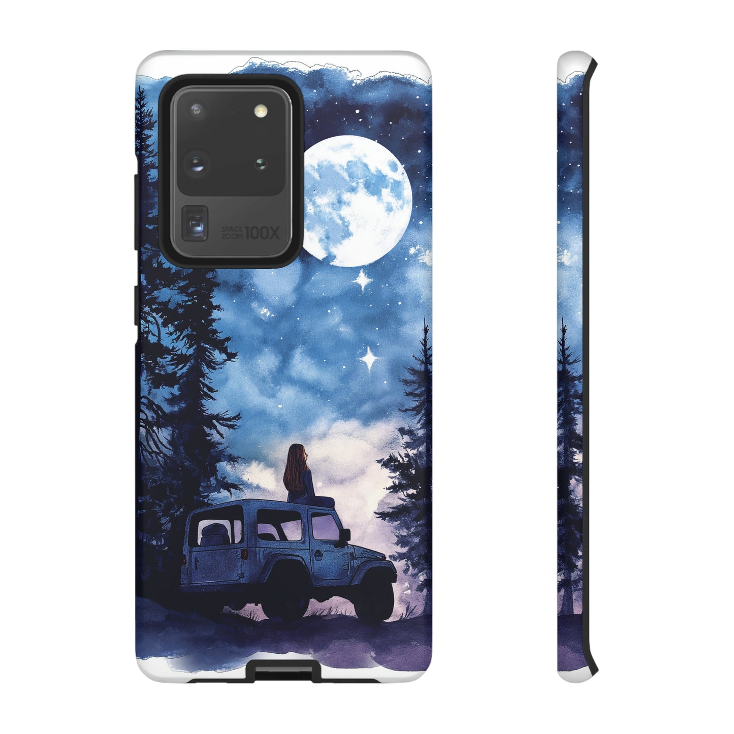 Forest Night Truck-Girl Traveler Watercolor Tough Phone Case