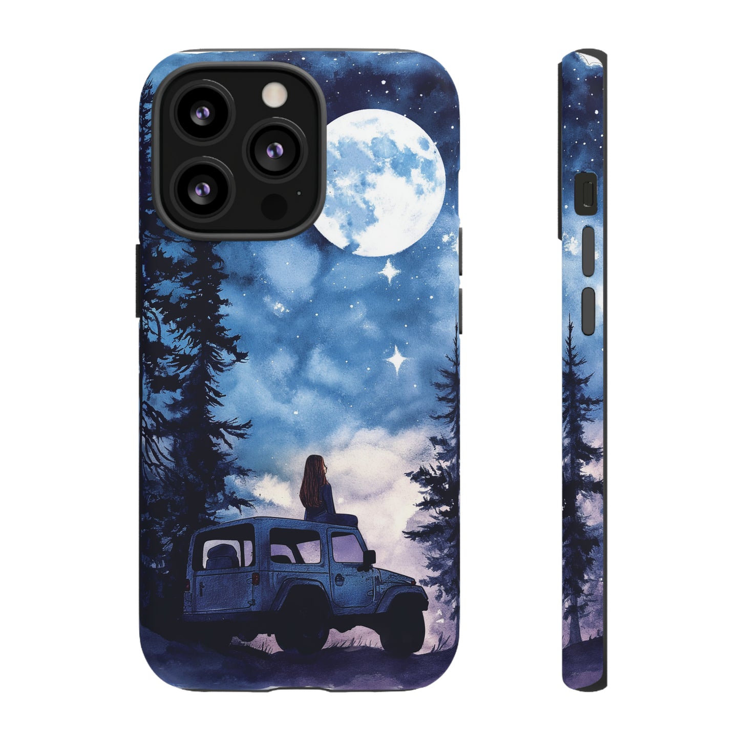 Forest Night Truck-Girl Traveler Watercolor Tough Phone Case