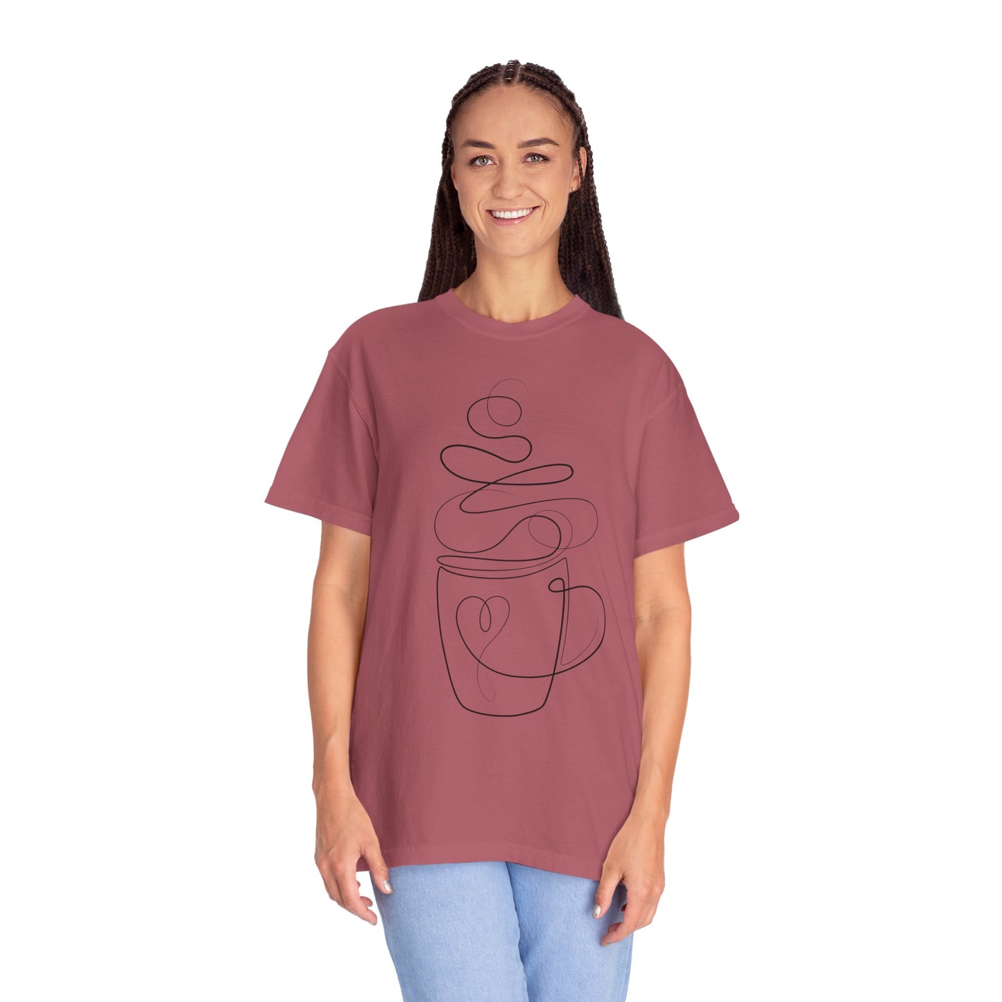 Coffee Cup Line Art Oversized Unisex T-Shirt