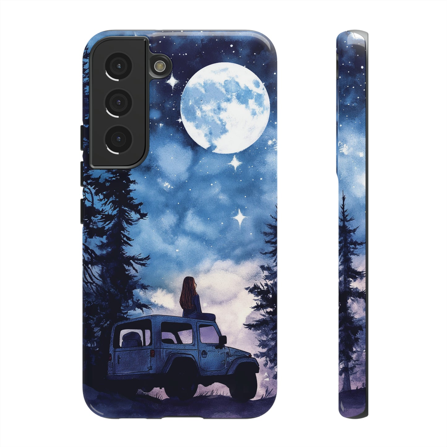 Forest Night Truck-Girl Traveler Watercolor Tough Phone Case