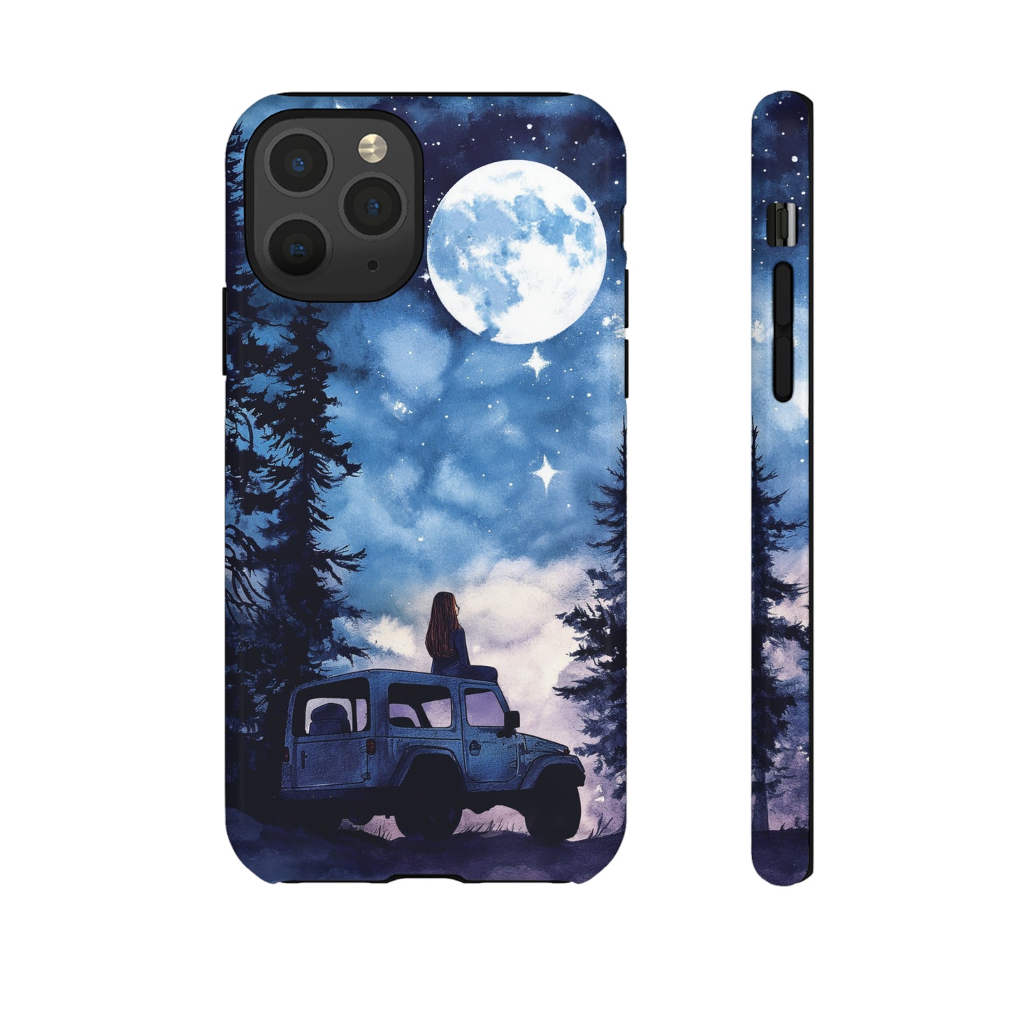 Forest Night Truck-Girl Traveler Watercolor Tough Phone Case