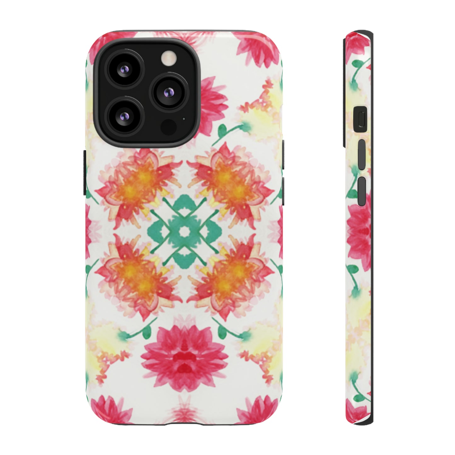 Sweet Magnolia Watercolor Tough Phone Case, Pink/Red Floral Smartphone Cover