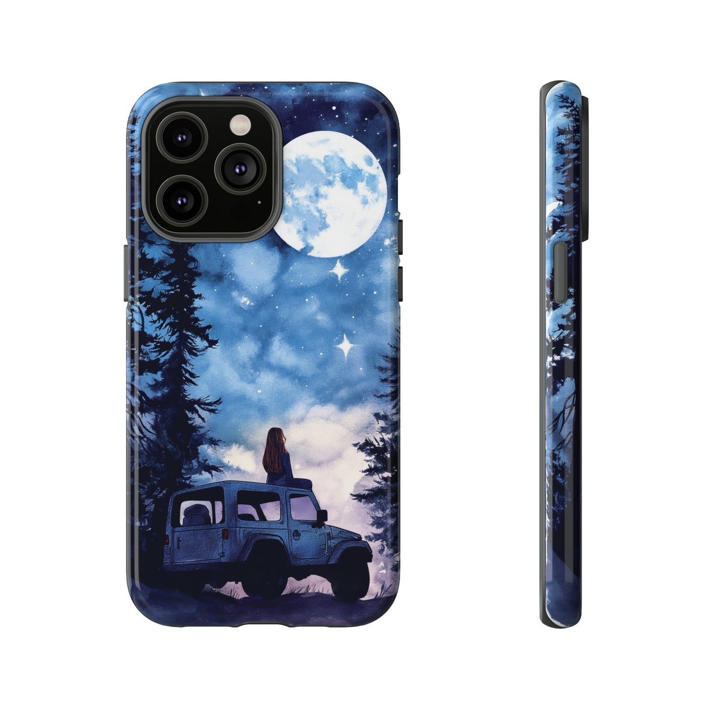 Forest Night Truck-Girl Traveler Watercolor Tough Phone Case