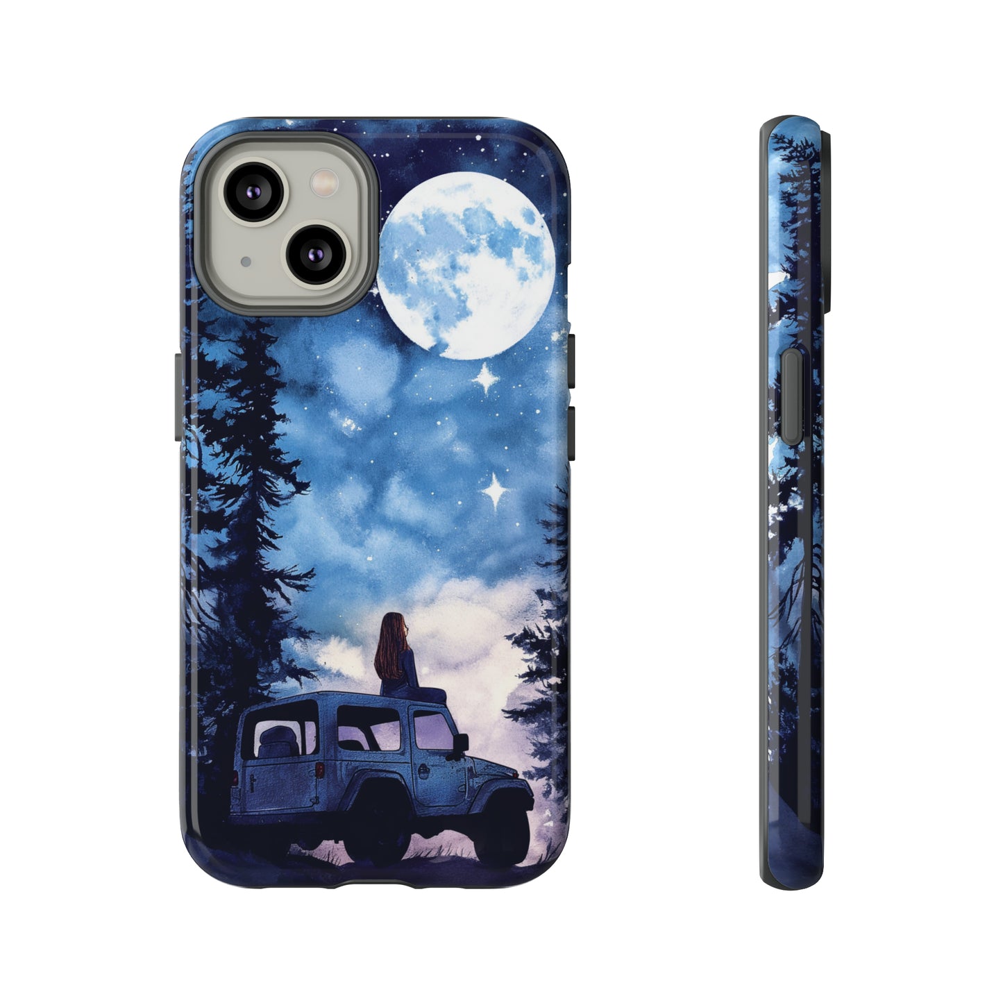 Forest Night Truck-Girl Traveler Watercolor Tough Phone Case