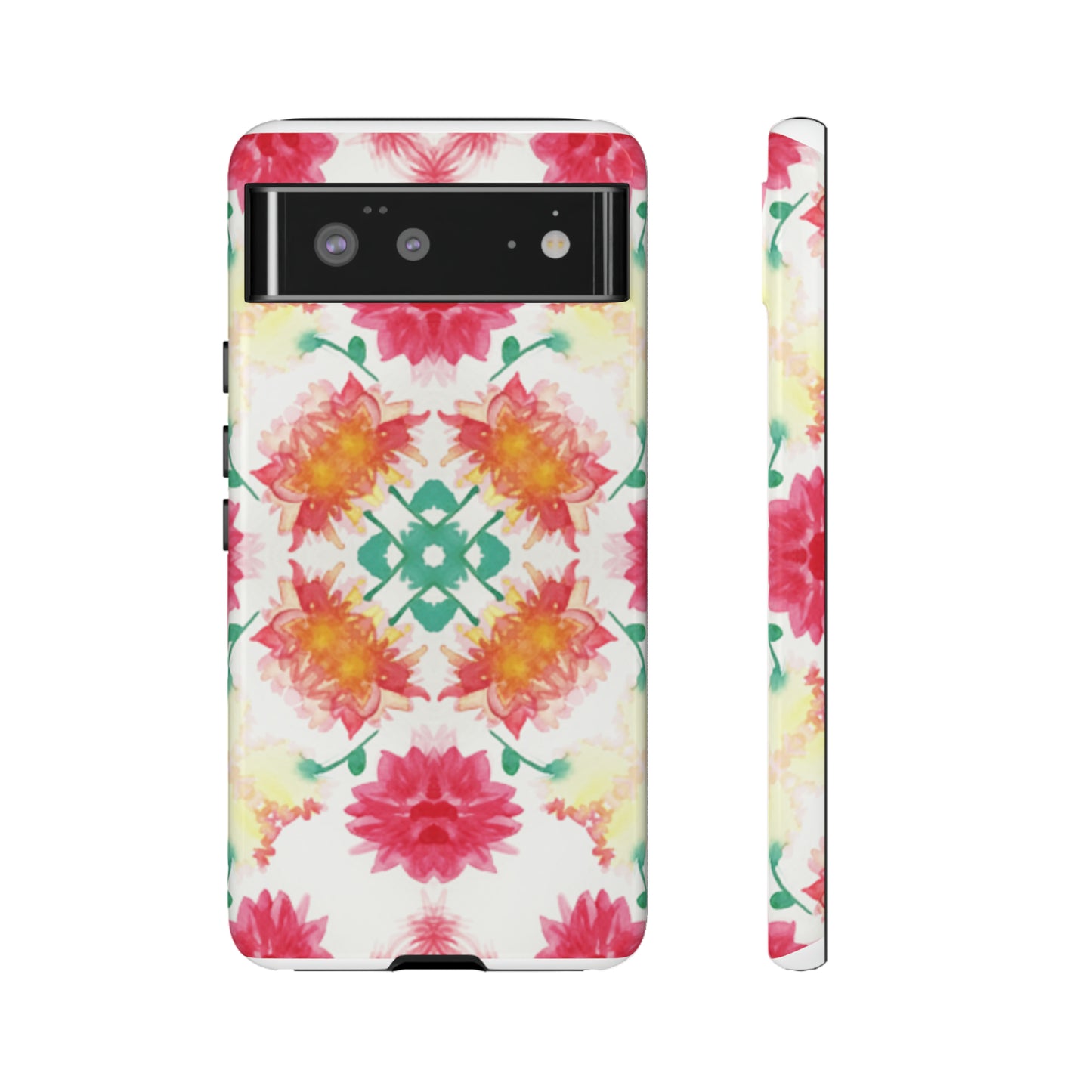 Sweet Magnolia Watercolor Tough Phone Case, Pink/Red Floral Smartphone Cover