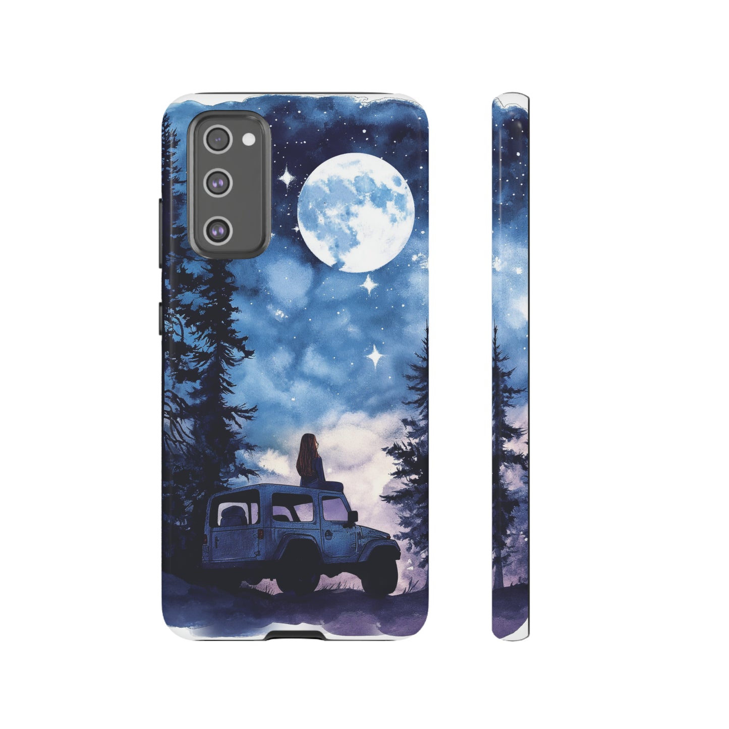 Forest Night Truck-Girl Traveler Watercolor Tough Phone Case