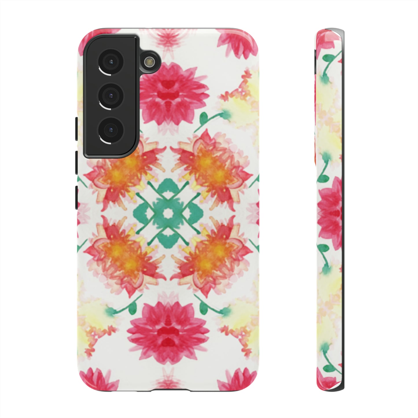 Sweet Magnolia Watercolor Tough Phone Case, Pink/Red Floral Smartphone Cover